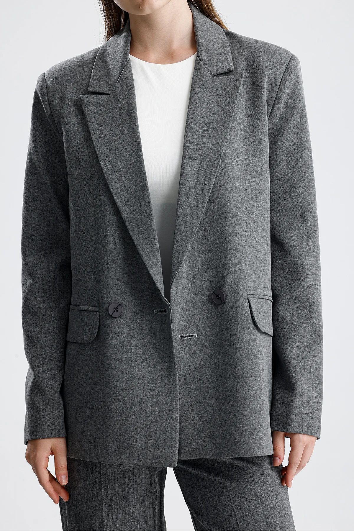Kadın Oversize Düğmeli Blazer Ceket