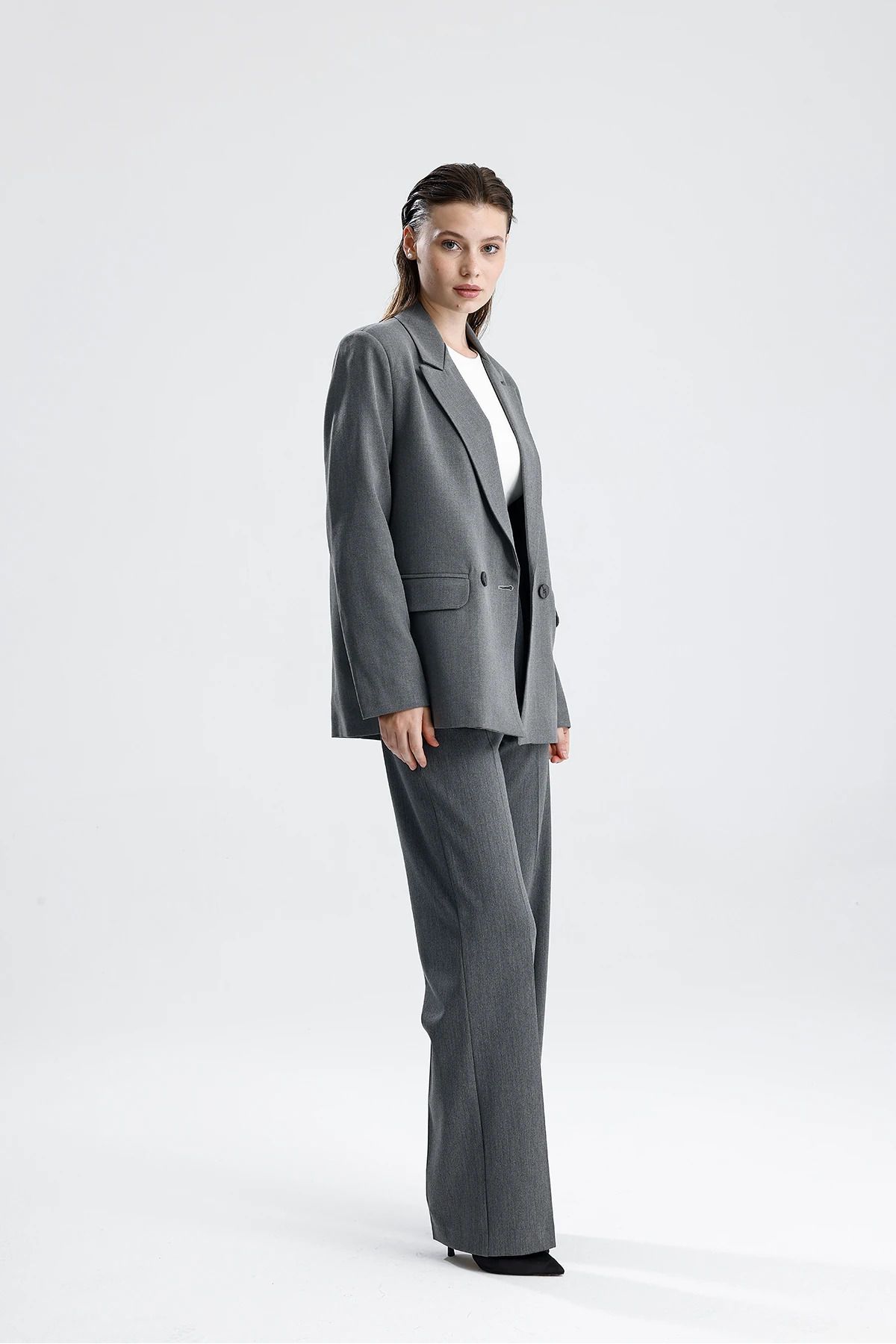 Kadın Oversize Düğmeli Blazer Ceket