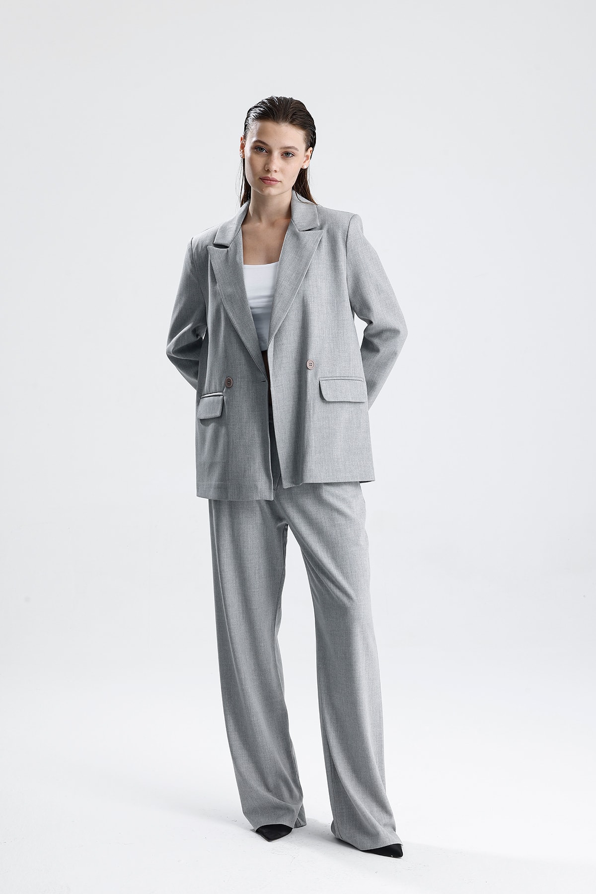 Kadın Oversize Düğmeli Blazer Ceket