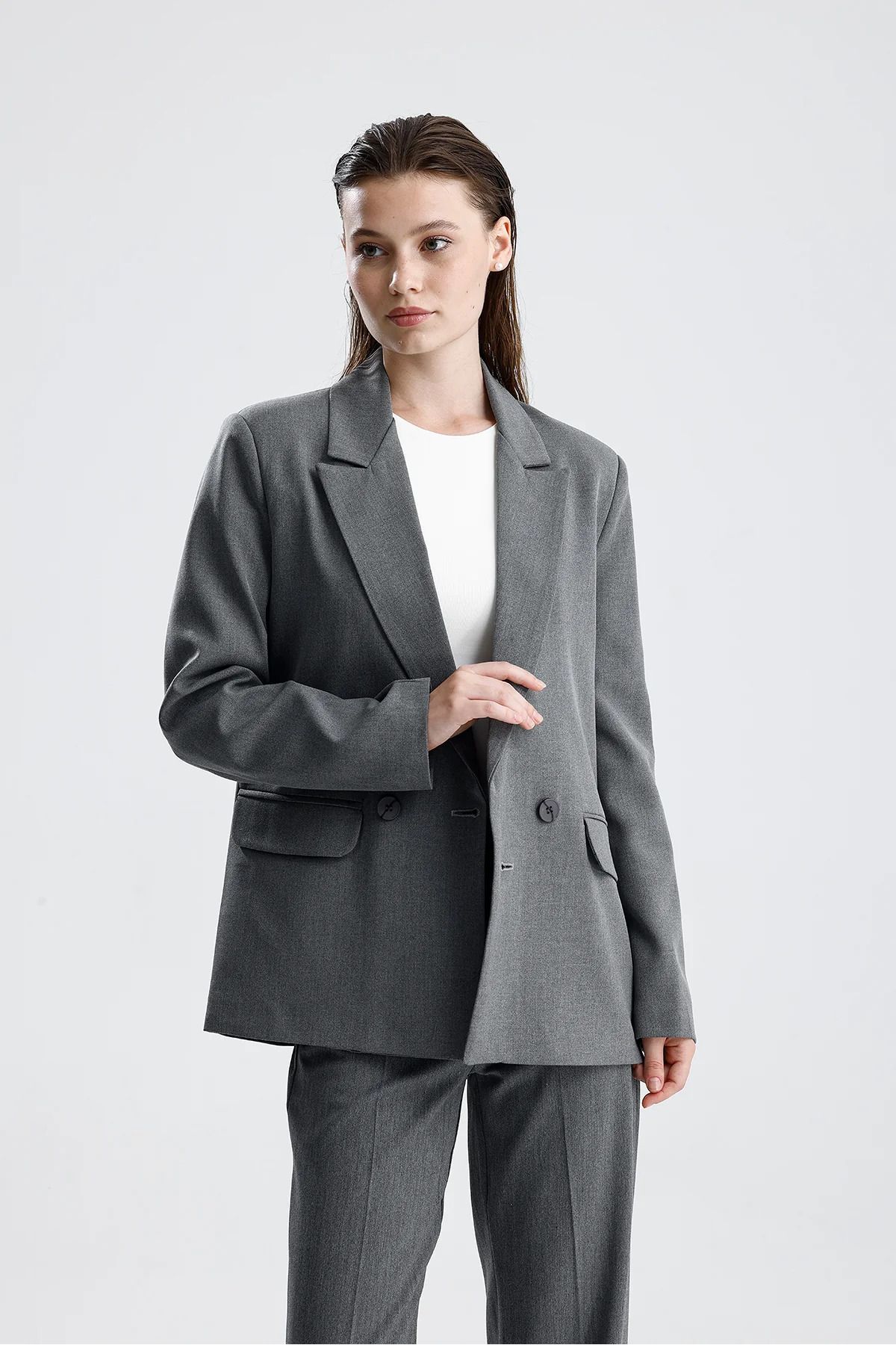 Kadın Oversize Düğmeli Blazer Ceket