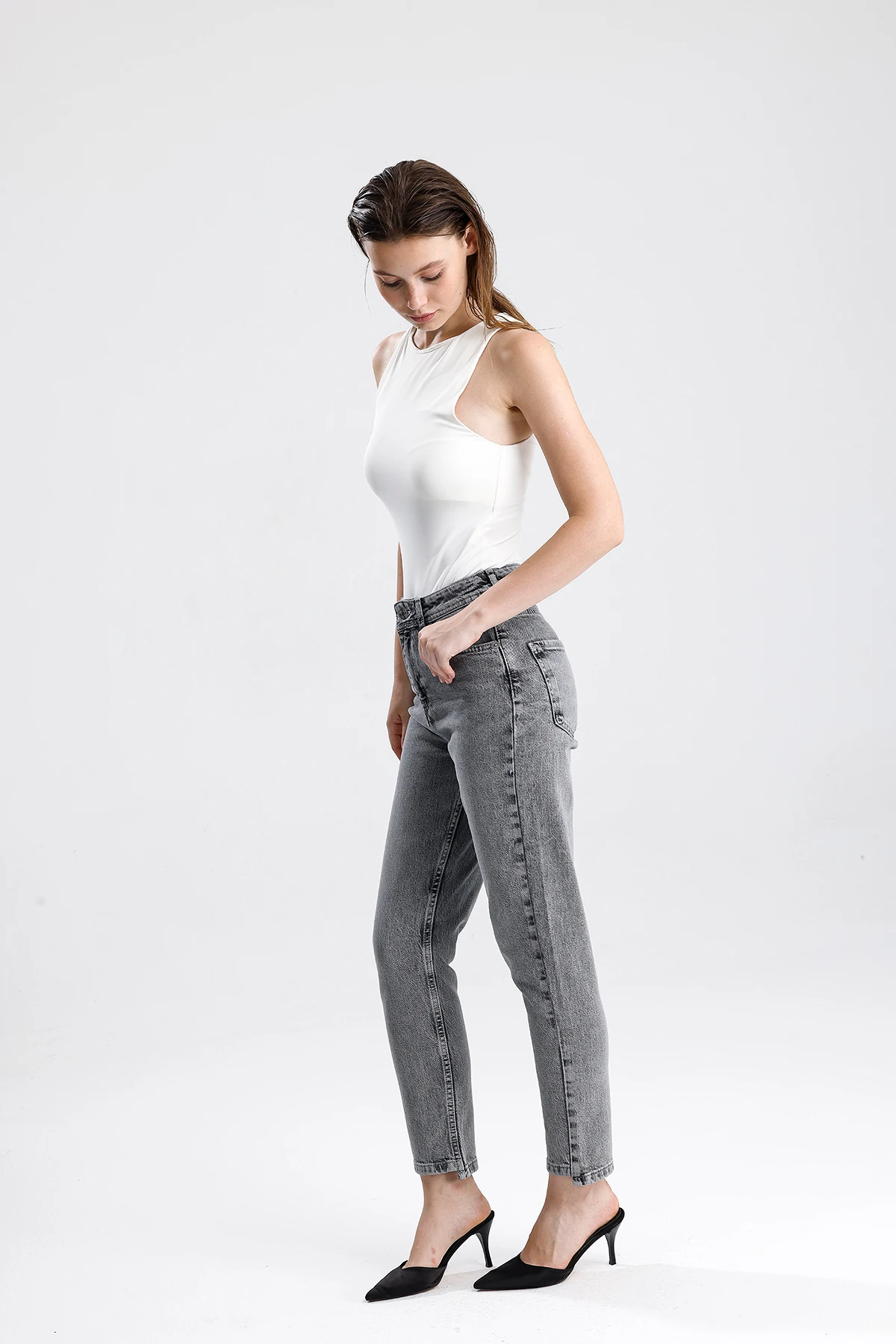 Kadın Yüksek Bel Slim Fit Jean Pantolon