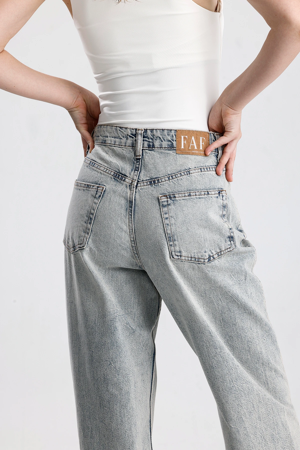 Kadın Geniş Paça Yüksek Bel Denim Pantolon