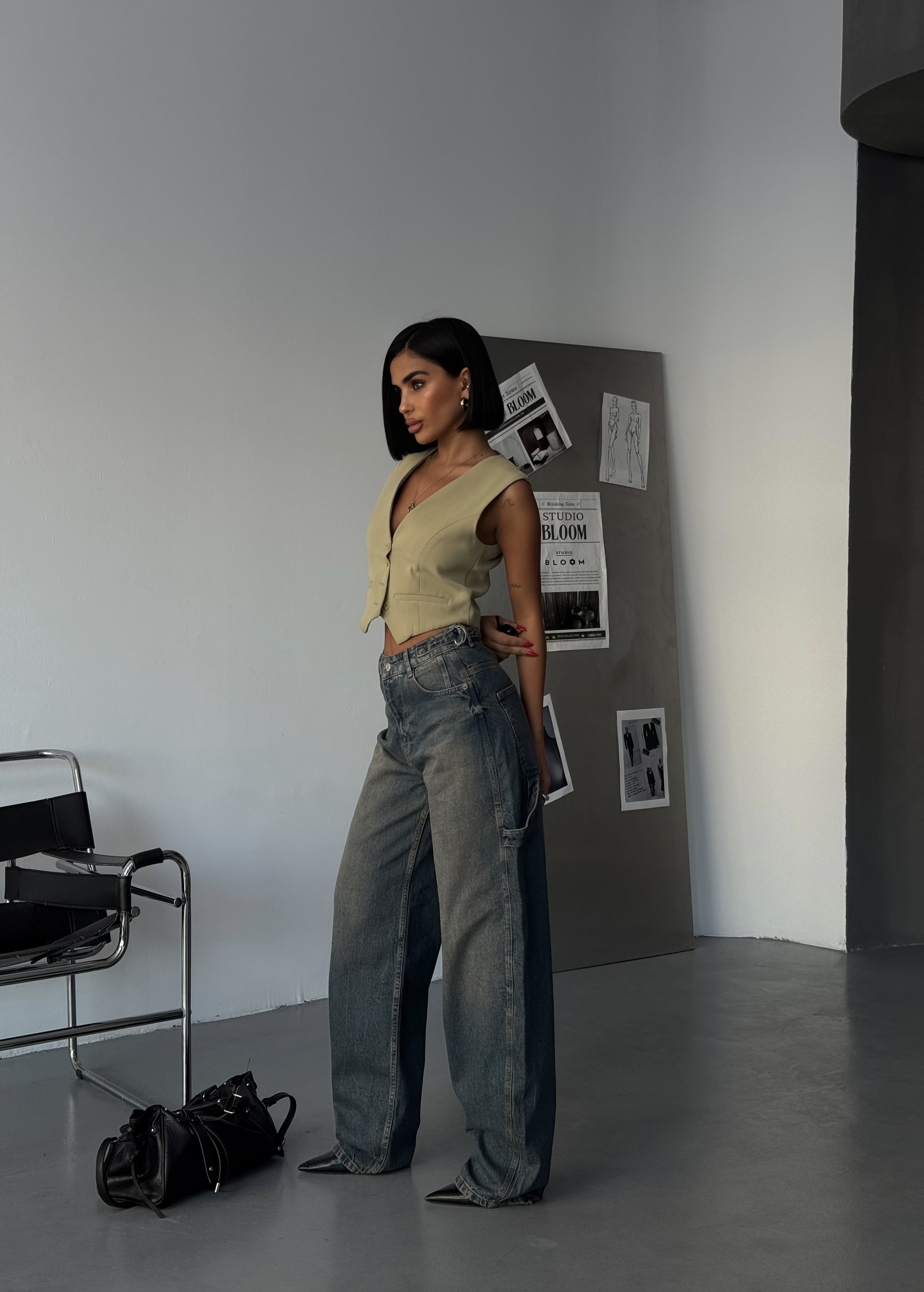 Vintage Yıkama Wide Leg Jean – Yüksek Bel & Bol Paça