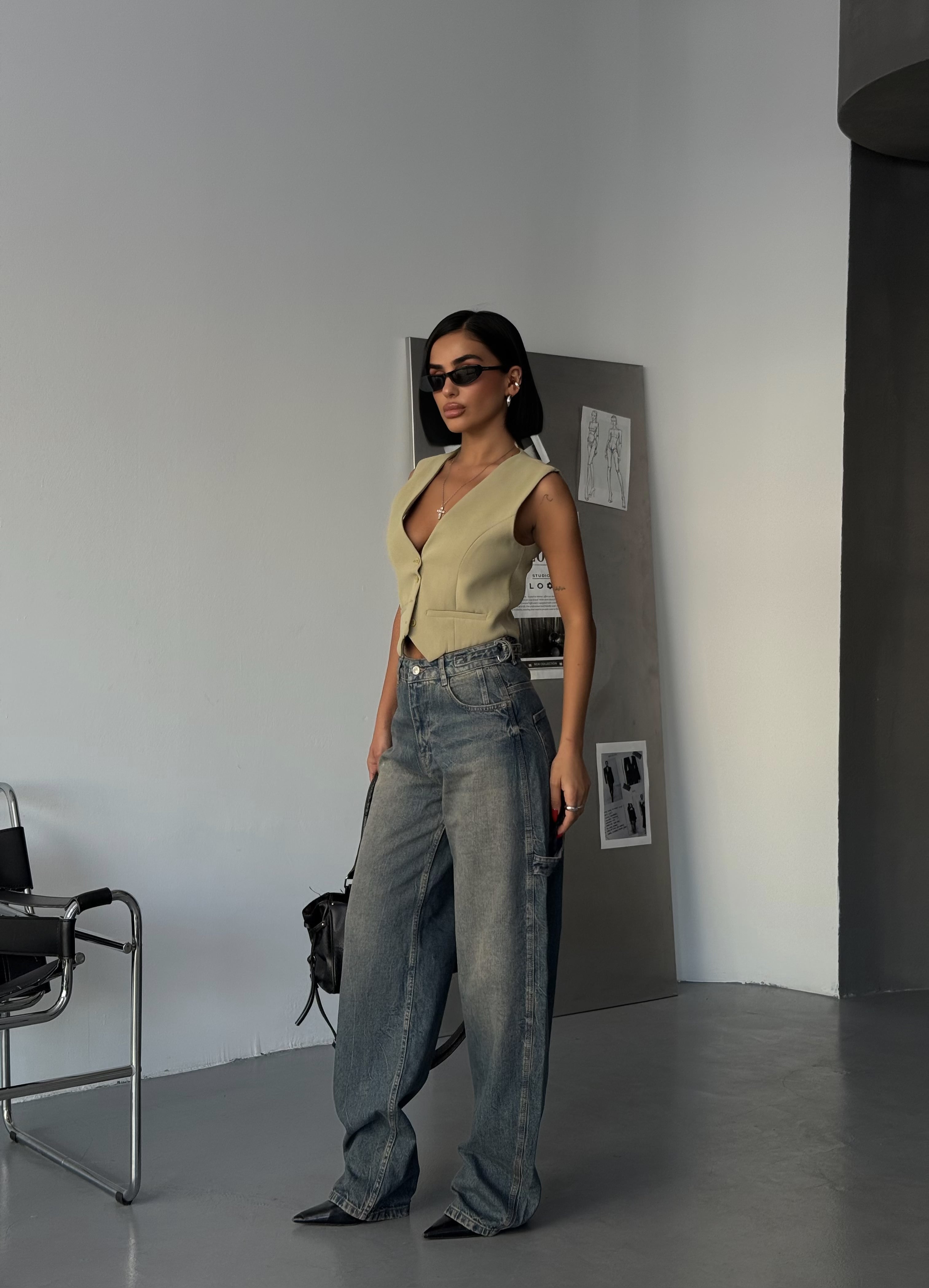 Vintage Yıkama Wide Leg Jean – Yüksek Bel & Bol Paça