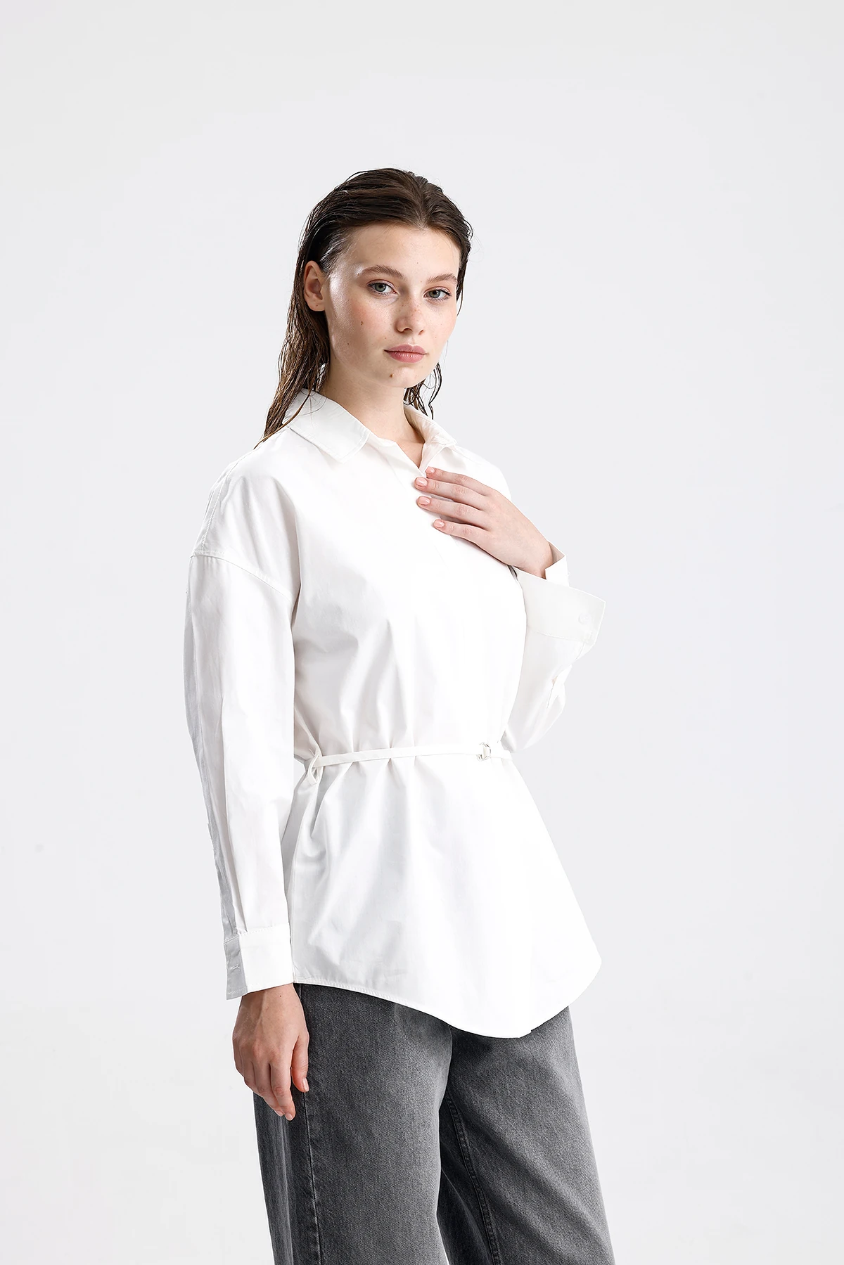 Kemerli Oversize Gömlek