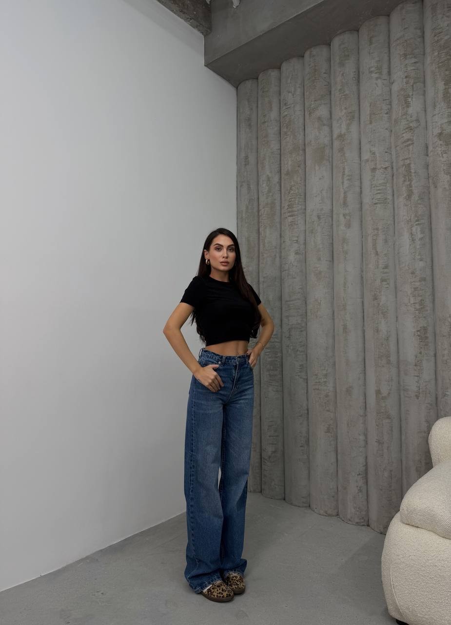 Kadın Yüksek Bel Geniş Paça Jean