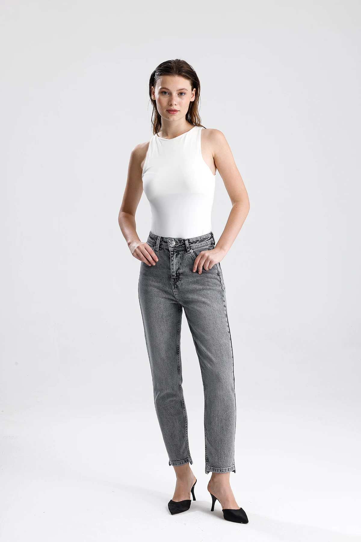 Kadın Yüksek Bel Slim Fit Jean Pantolon