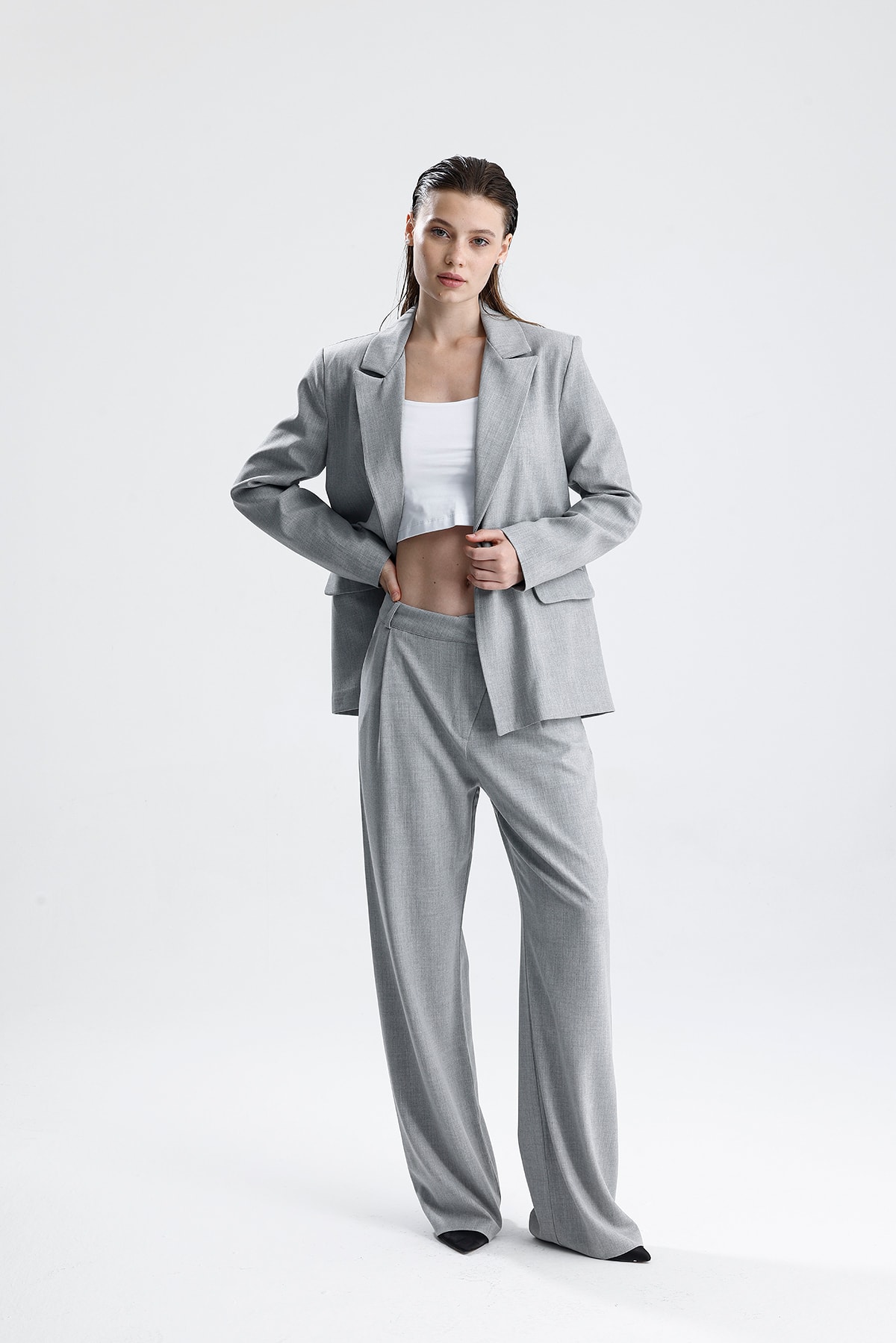 Kadın Oversize Düğmeli Blazer Ceket