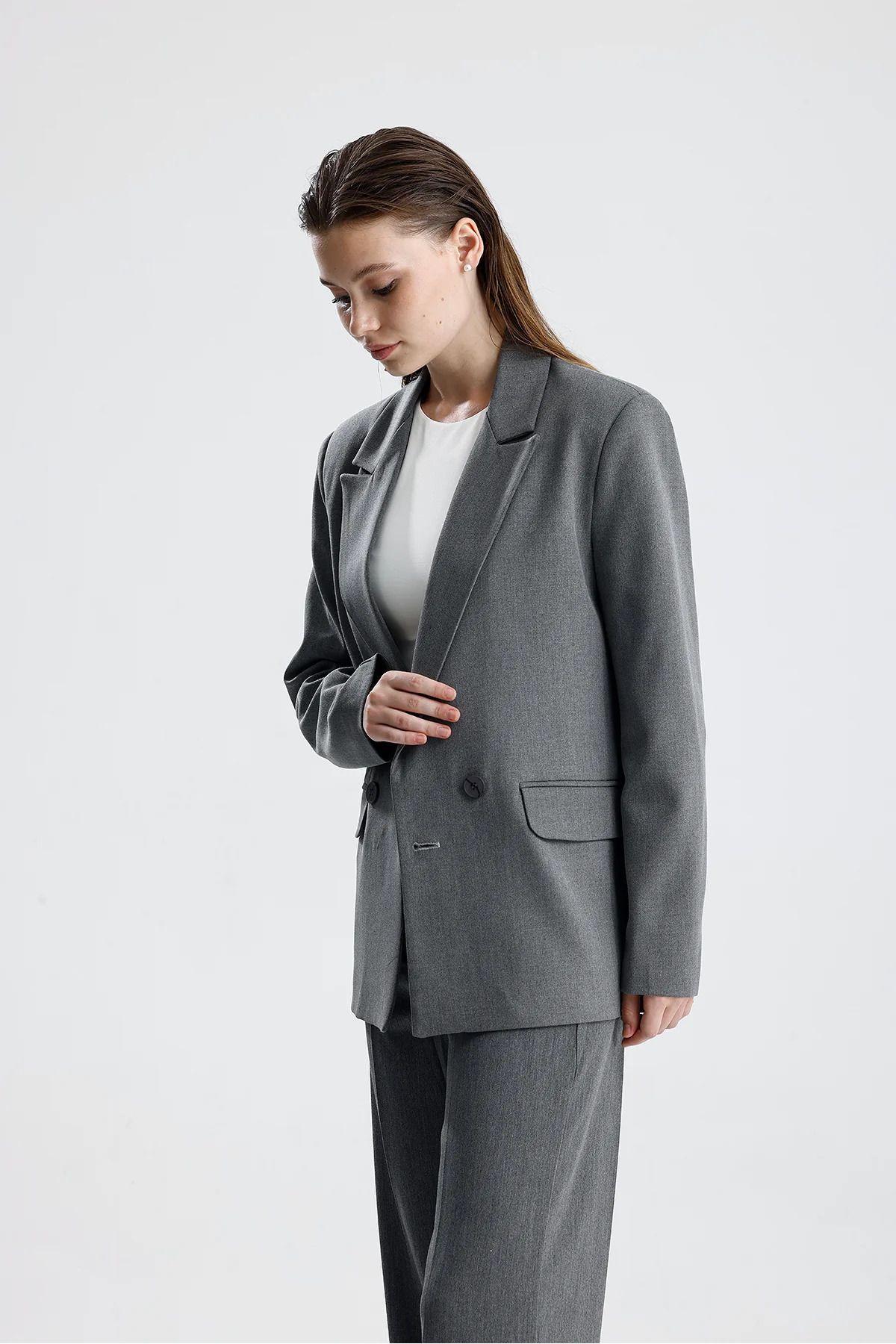 Kadın Oversize Düğmeli Blazer Ceket
