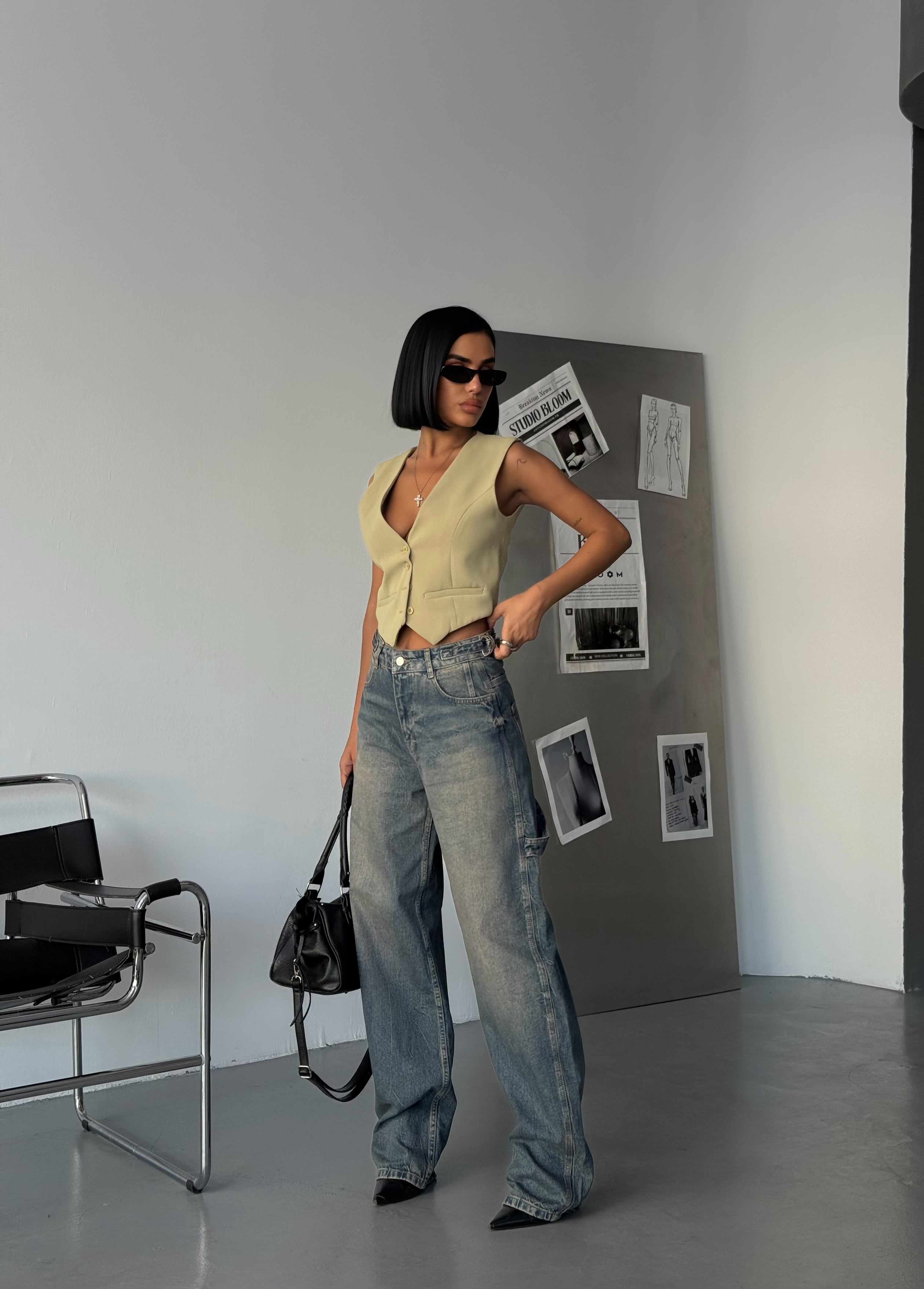 Vintage Yıkama Wide Leg Jean – Yüksek Bel & Bol Paça