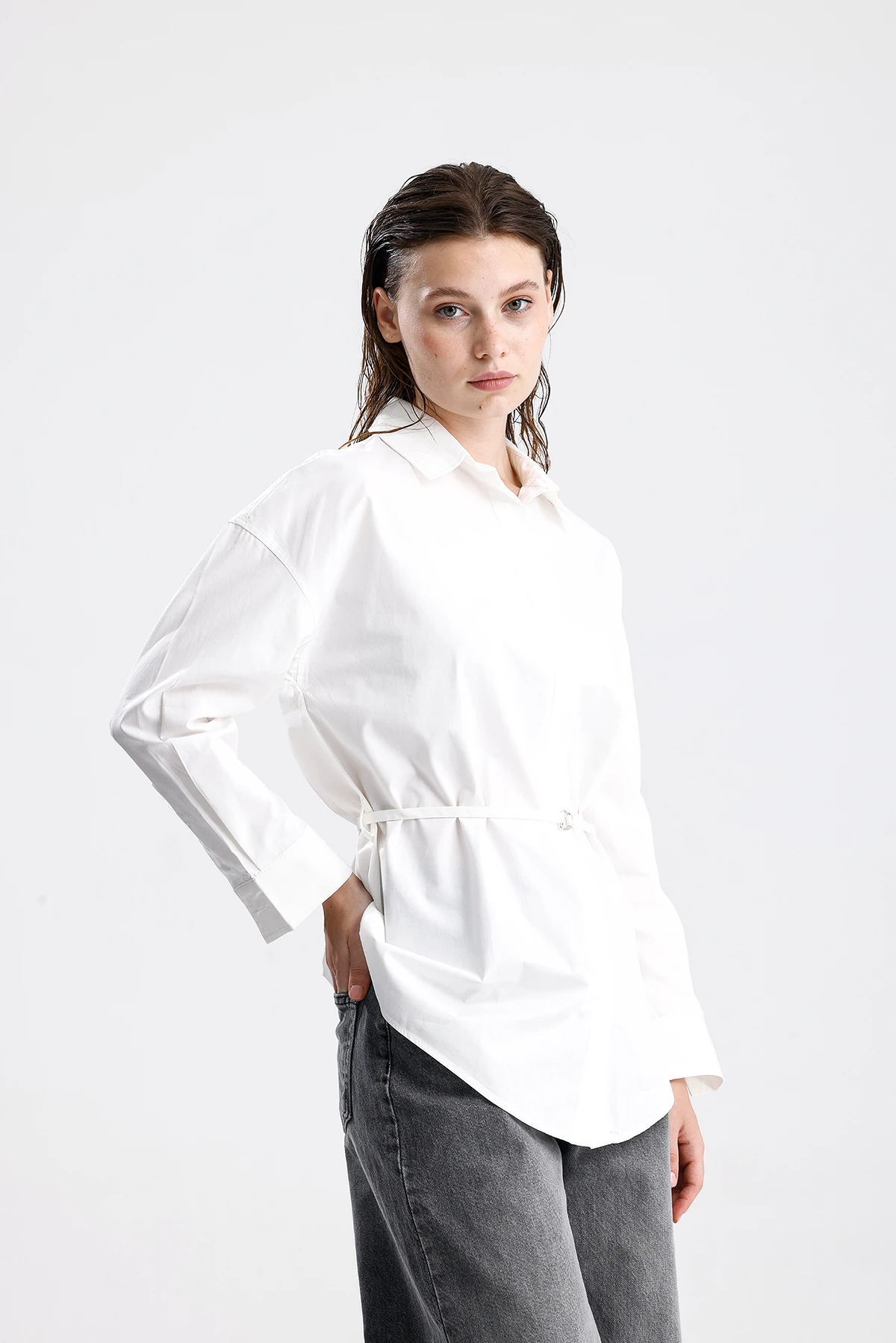 Kemerli Oversize Gömlek