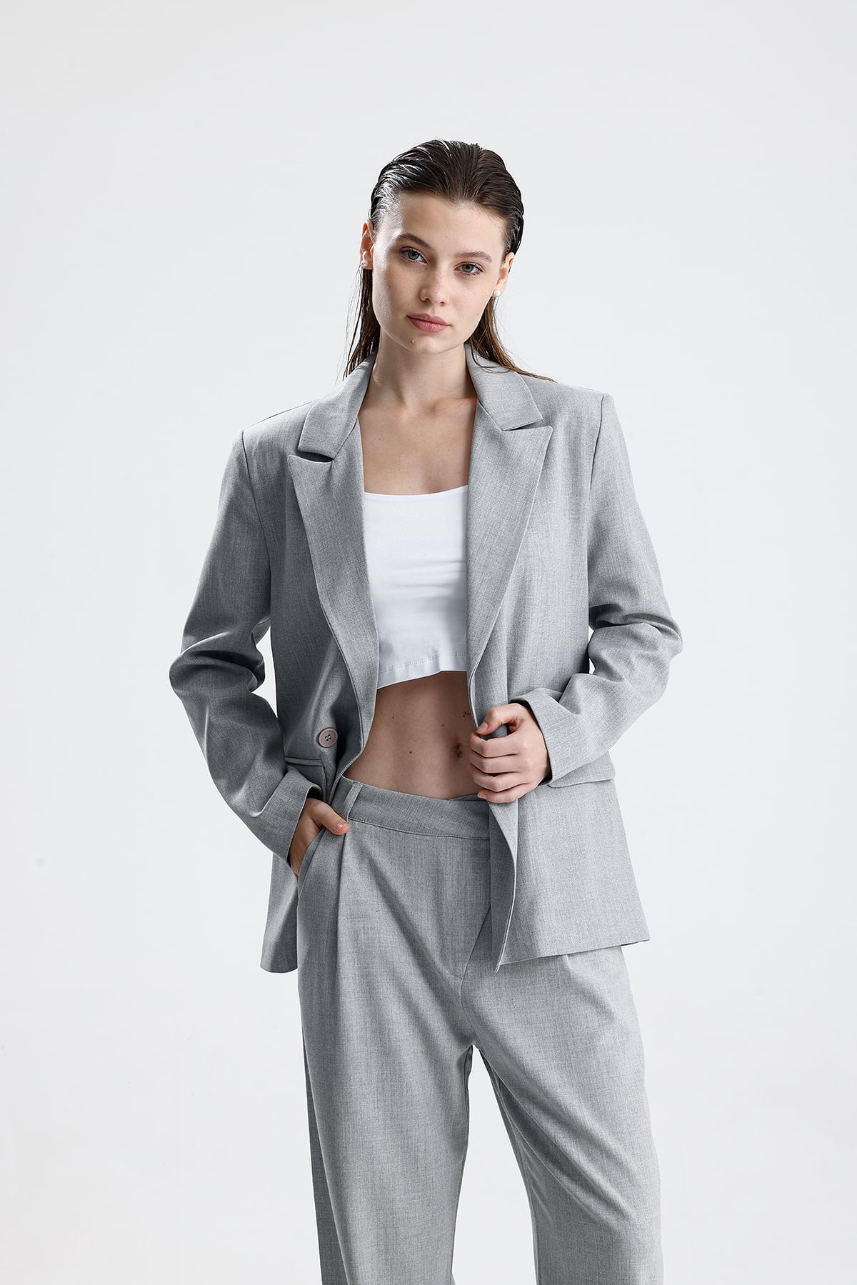 Kadın Oversize Düğmeli Blazer Ceket