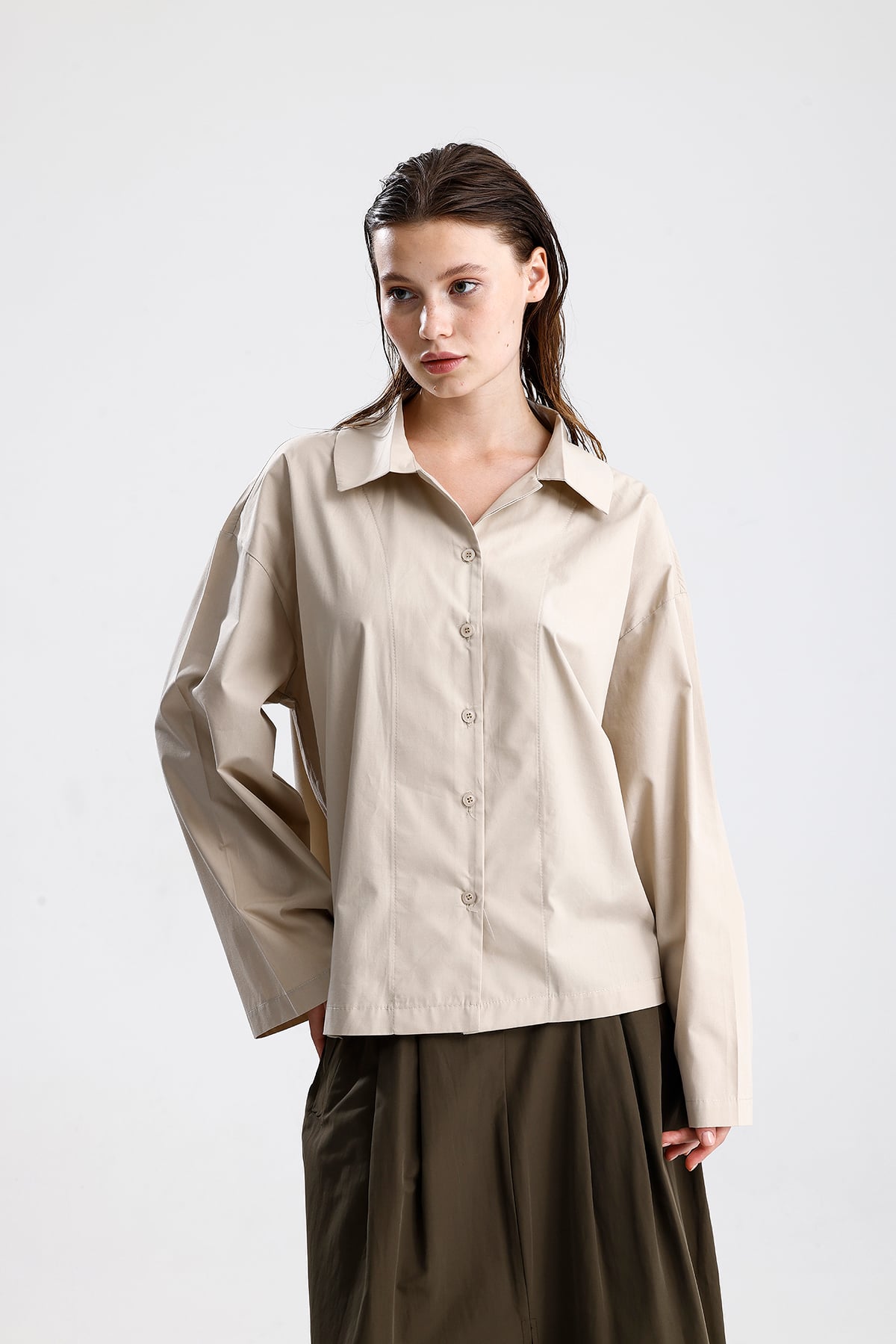 Oversize Basic Pamuklu Gömlek