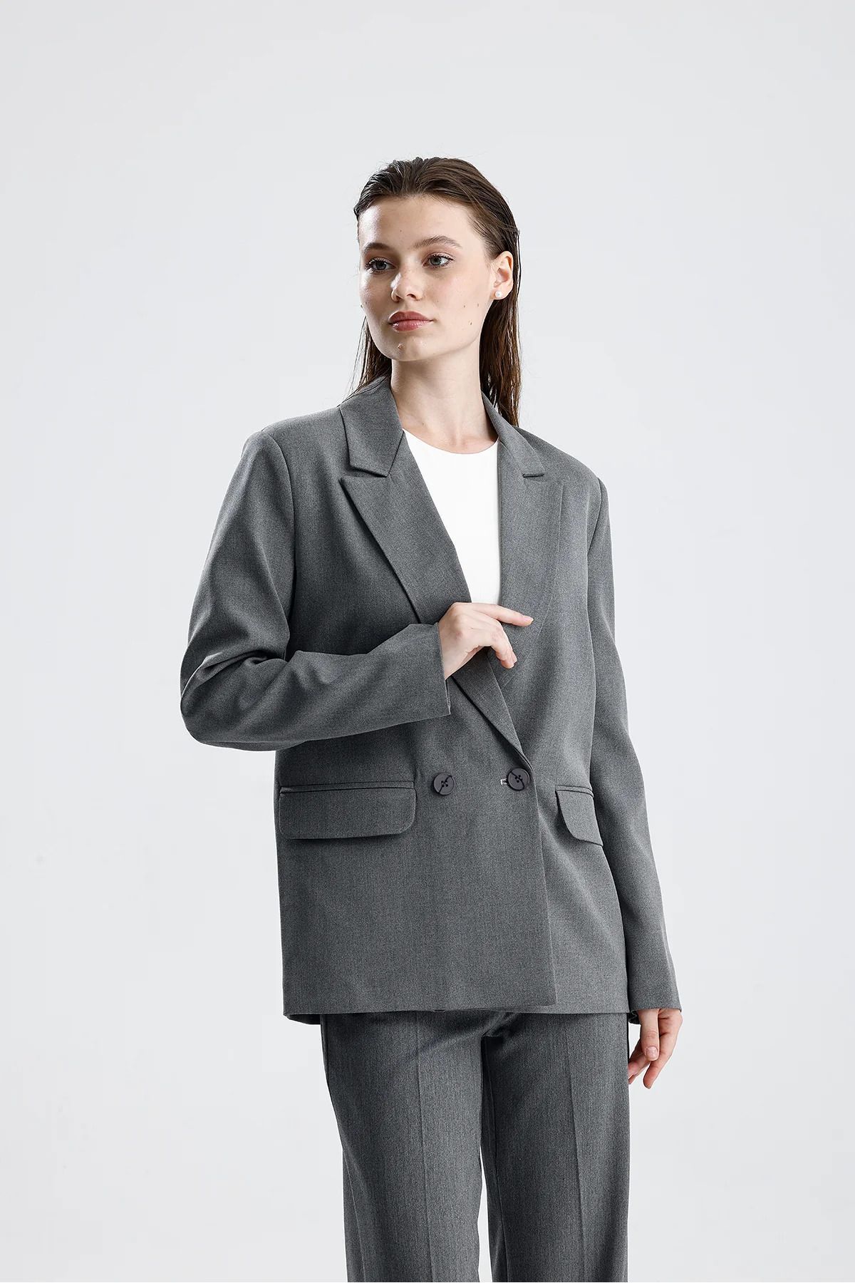 Kadın Oversize Düğmeli Blazer Ceket