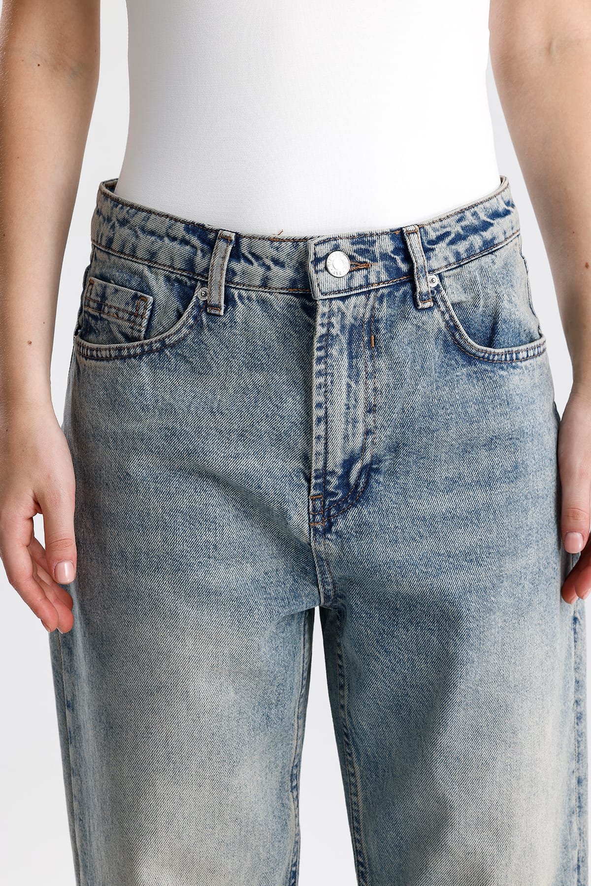 Kadın Geniş Paça Pamuk Denim Pantolon