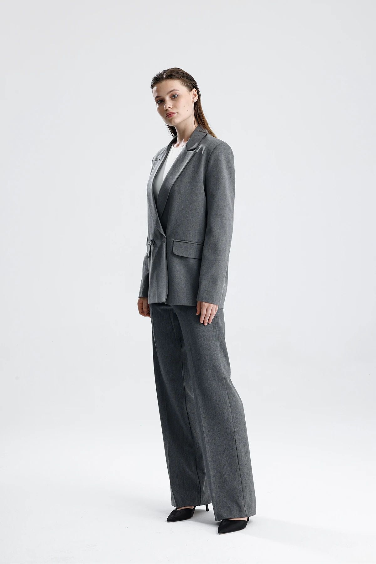 Kadın Oversize Düğmeli Blazer Ceket