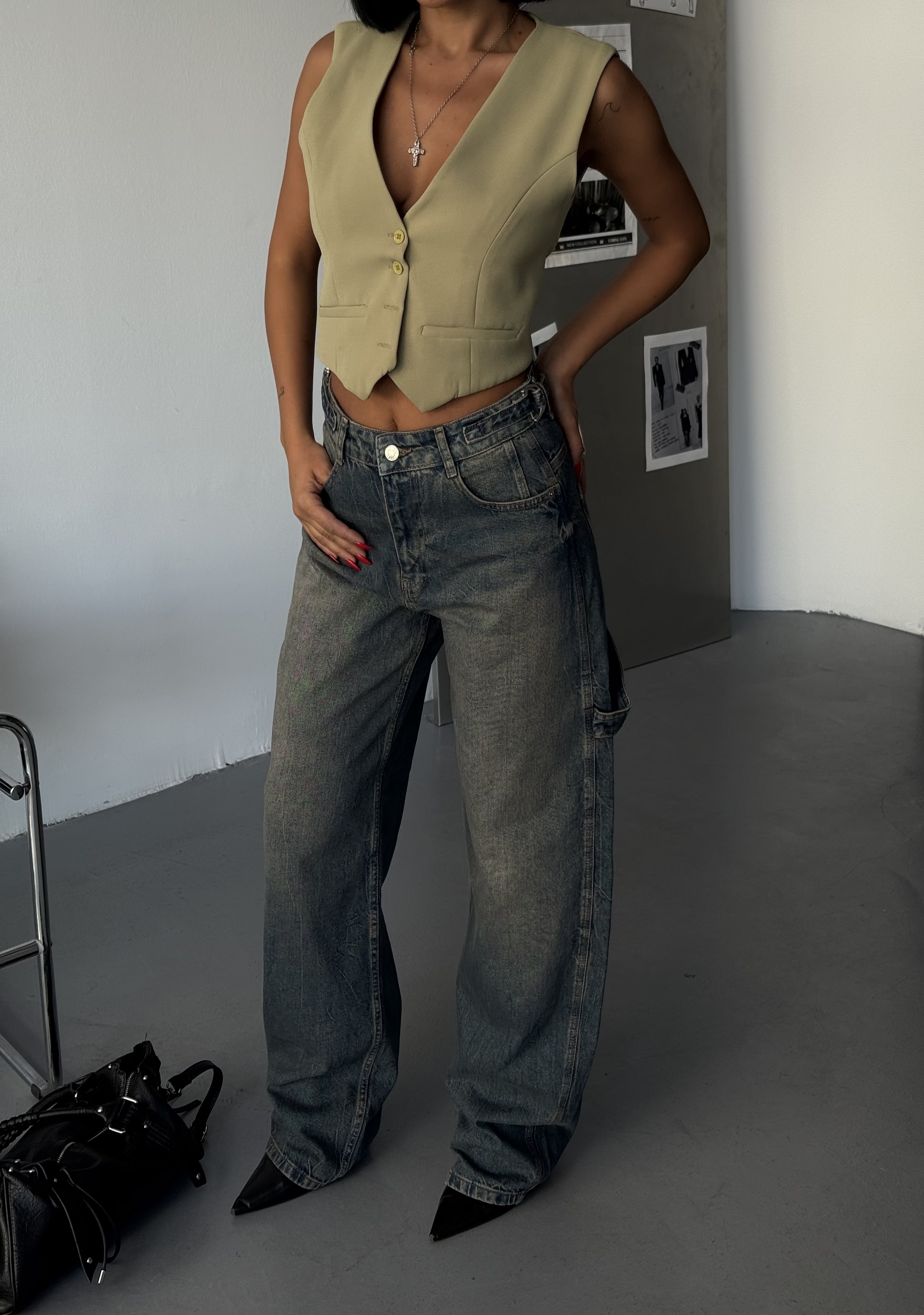 Vintage Yıkama Wide Leg Jean – Yüksek Bel & Bol Paça