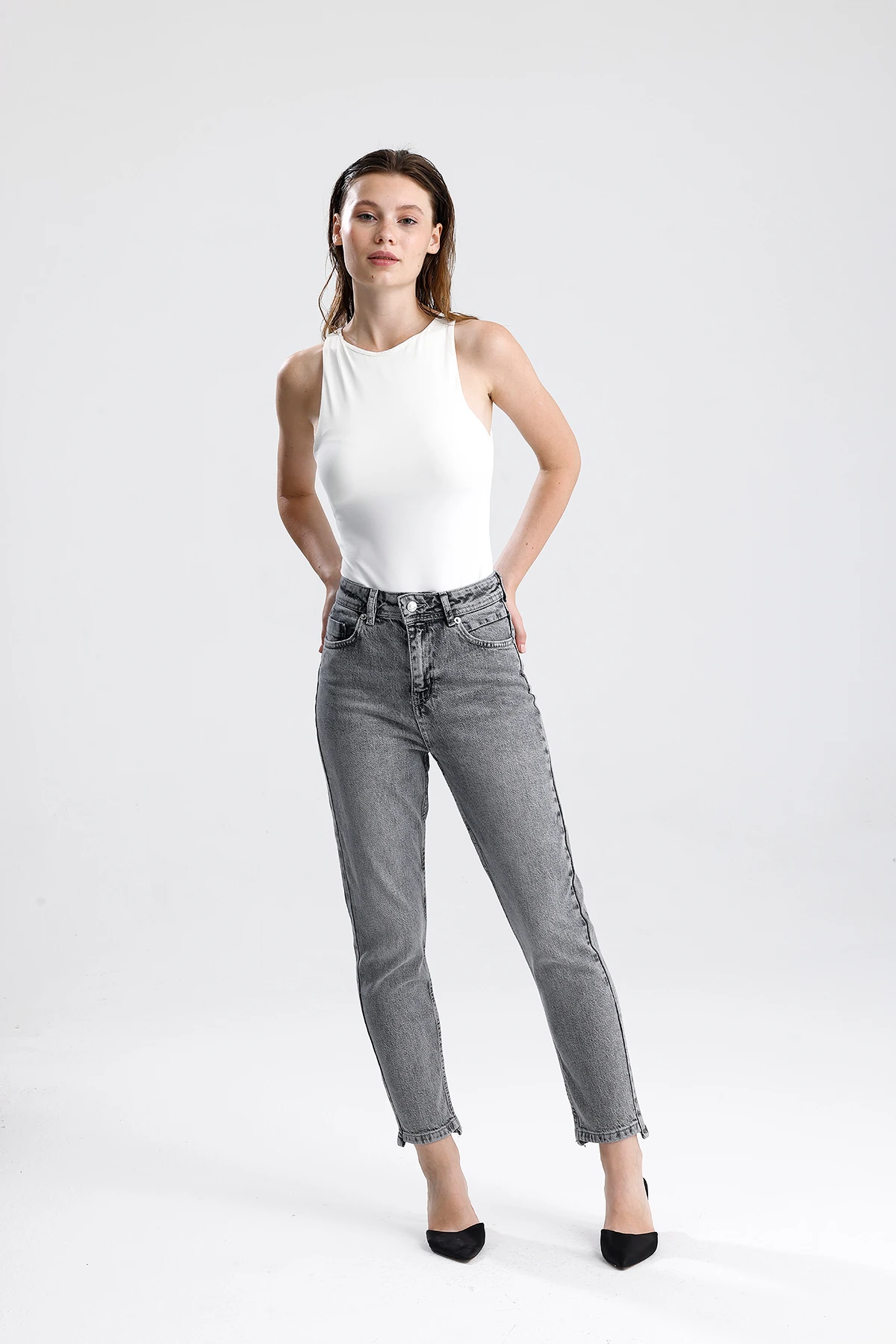 Kadın Yüksek Bel Slim Fit Jean Pantolon