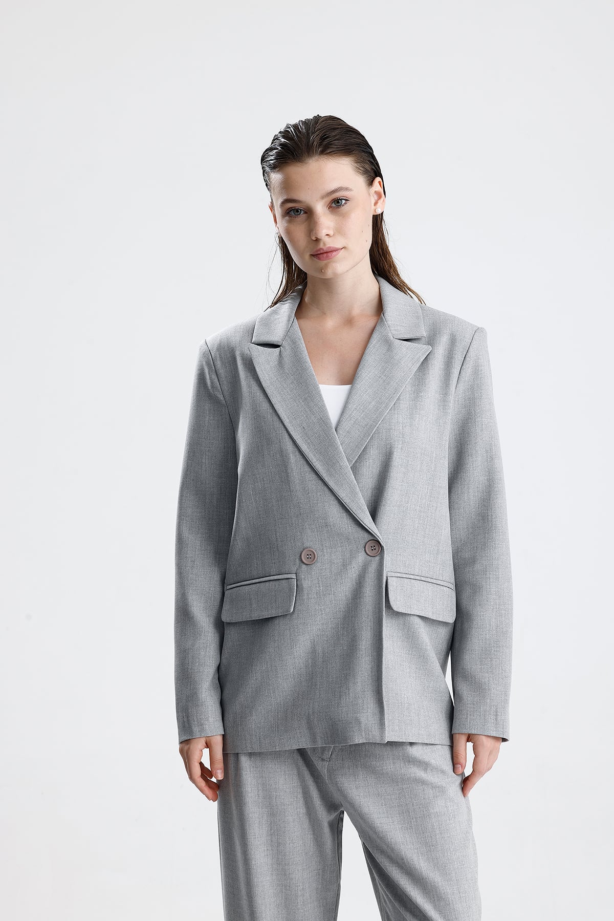 Kadın Oversize Düğmeli Blazer Ceket