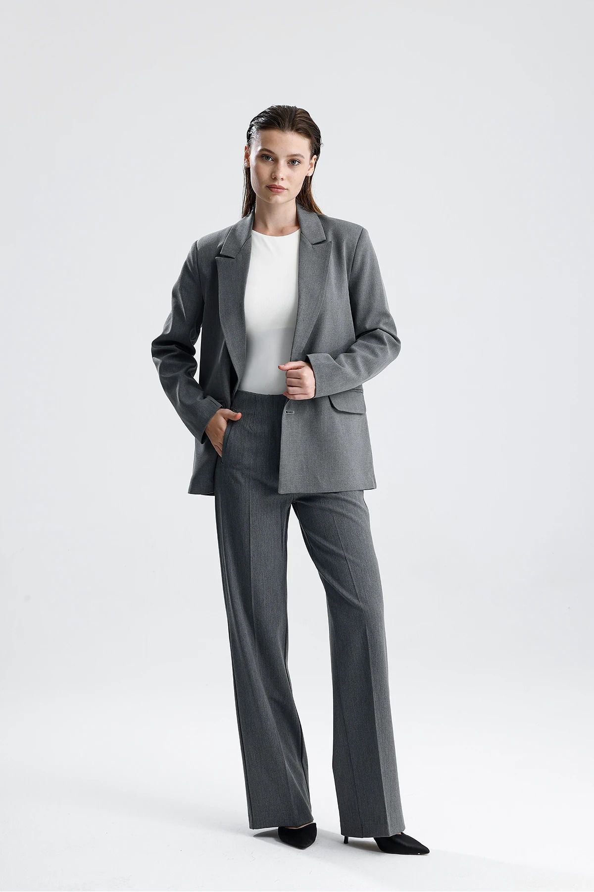 Kadın Oversize Düğmeli Blazer Ceket