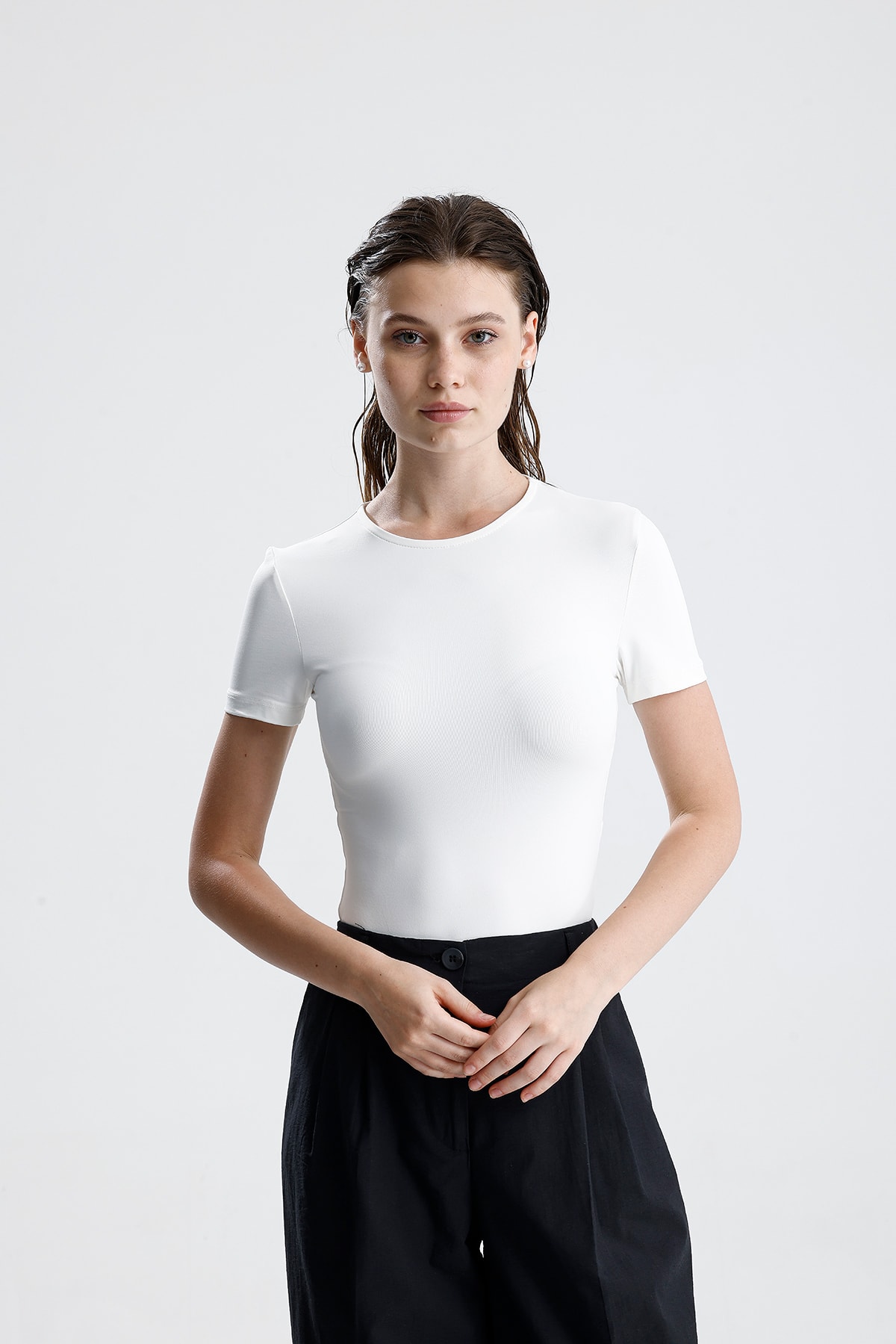 Kadın Fit Kısa Kollu Body