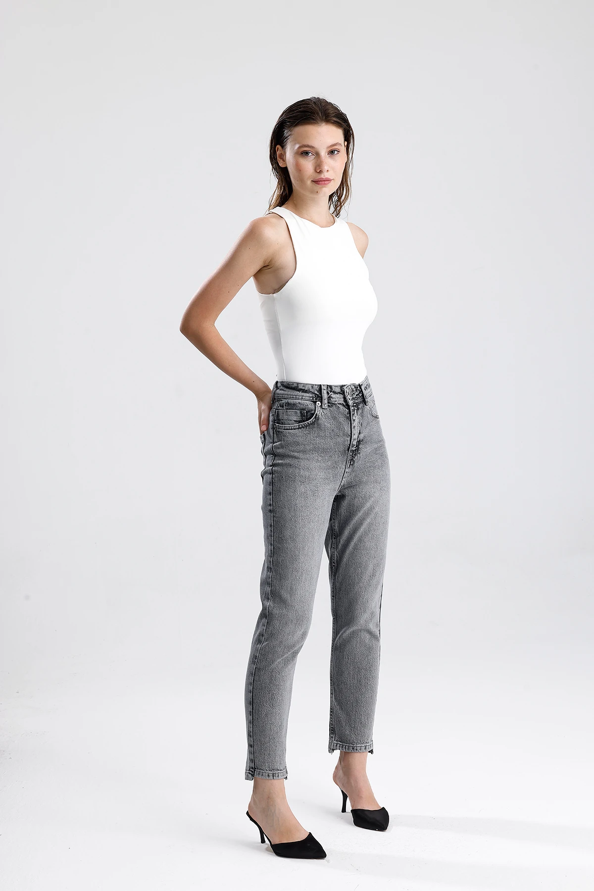 Kadın Yüksek Bel Slim Fit Jean Pantolon