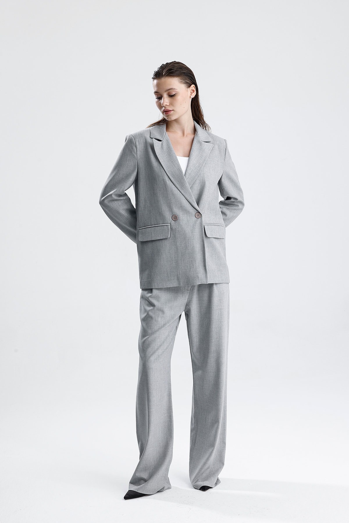 Kadın Oversize Düğmeli Blazer Ceket