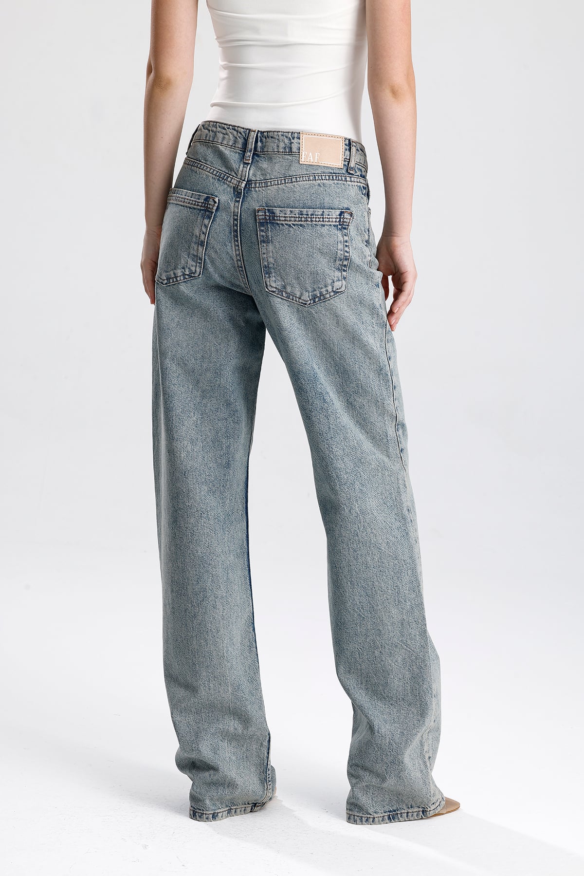 Kadın Geniş Paça Pamuk Denim Pantolon
