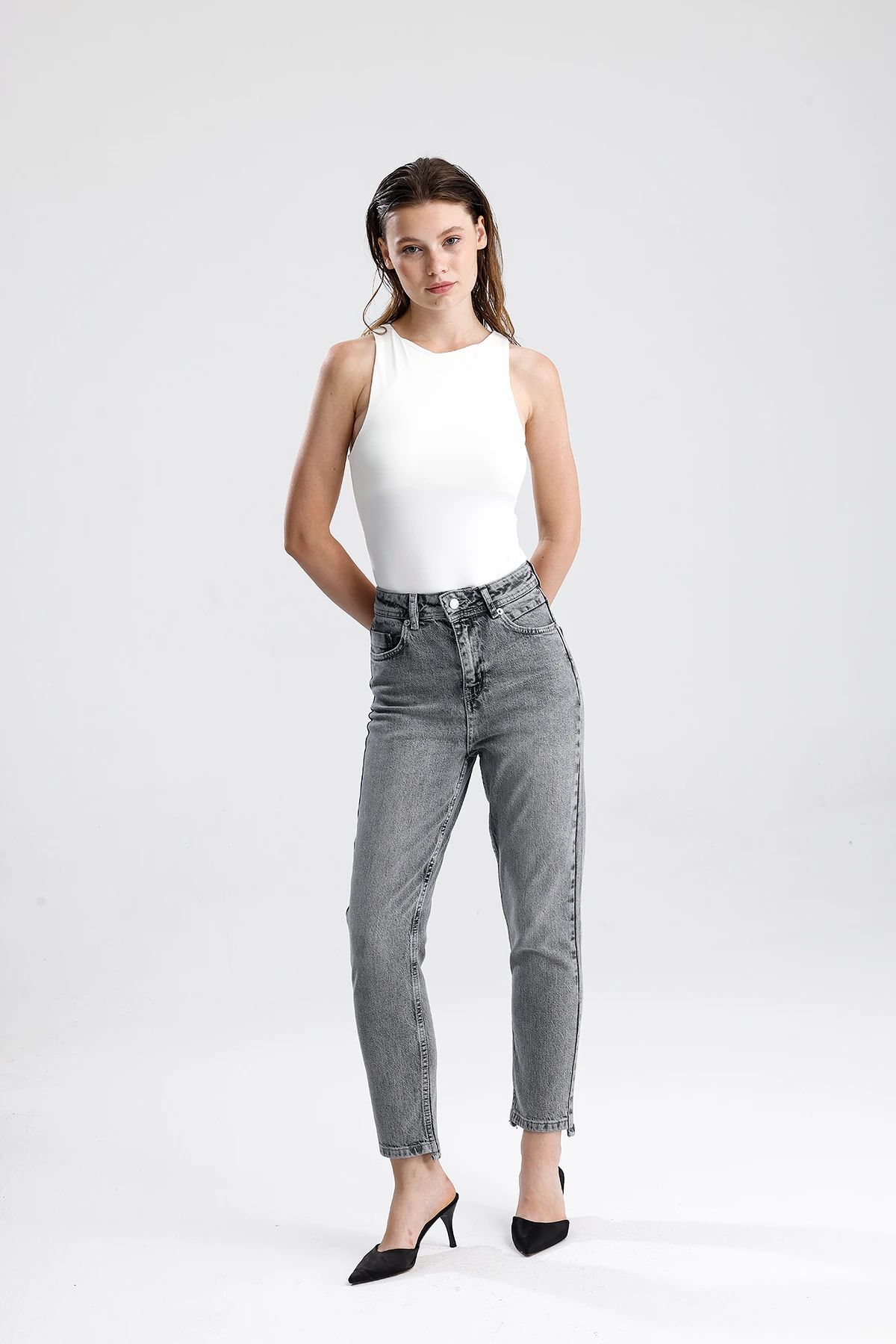 Kadın Yüksek Bel Slim Fit Jean Pantolon