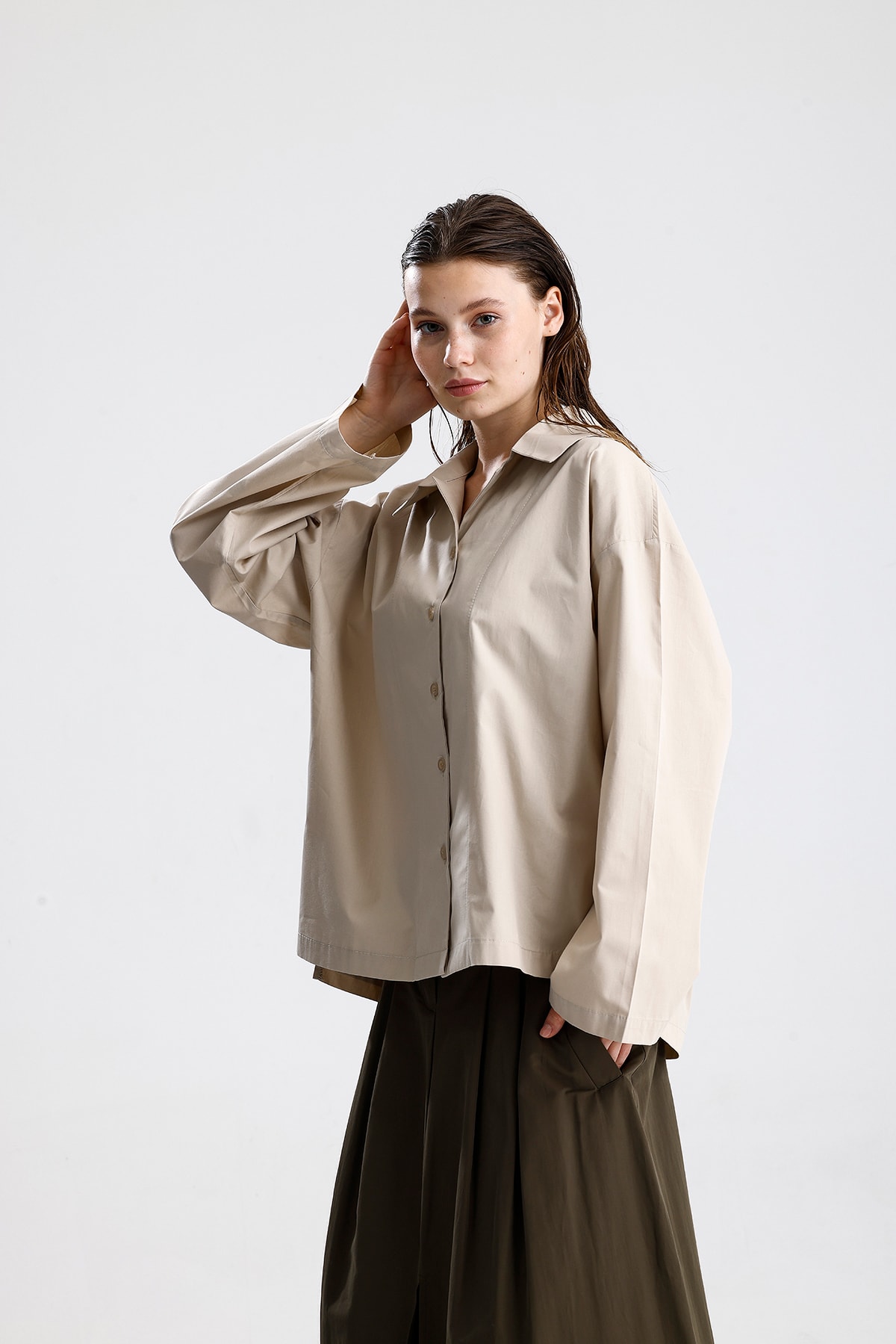 Oversize Basic Pamuklu Gömlek