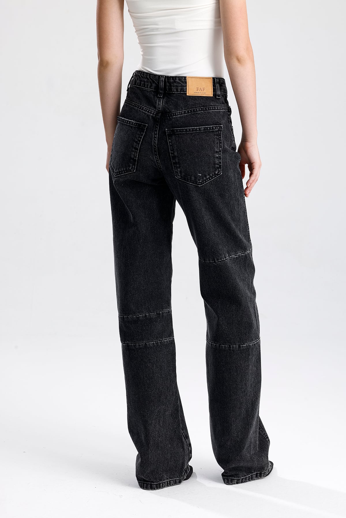 Kadın Yüksek Bel Dikiş Detaylı Denim Pantolon