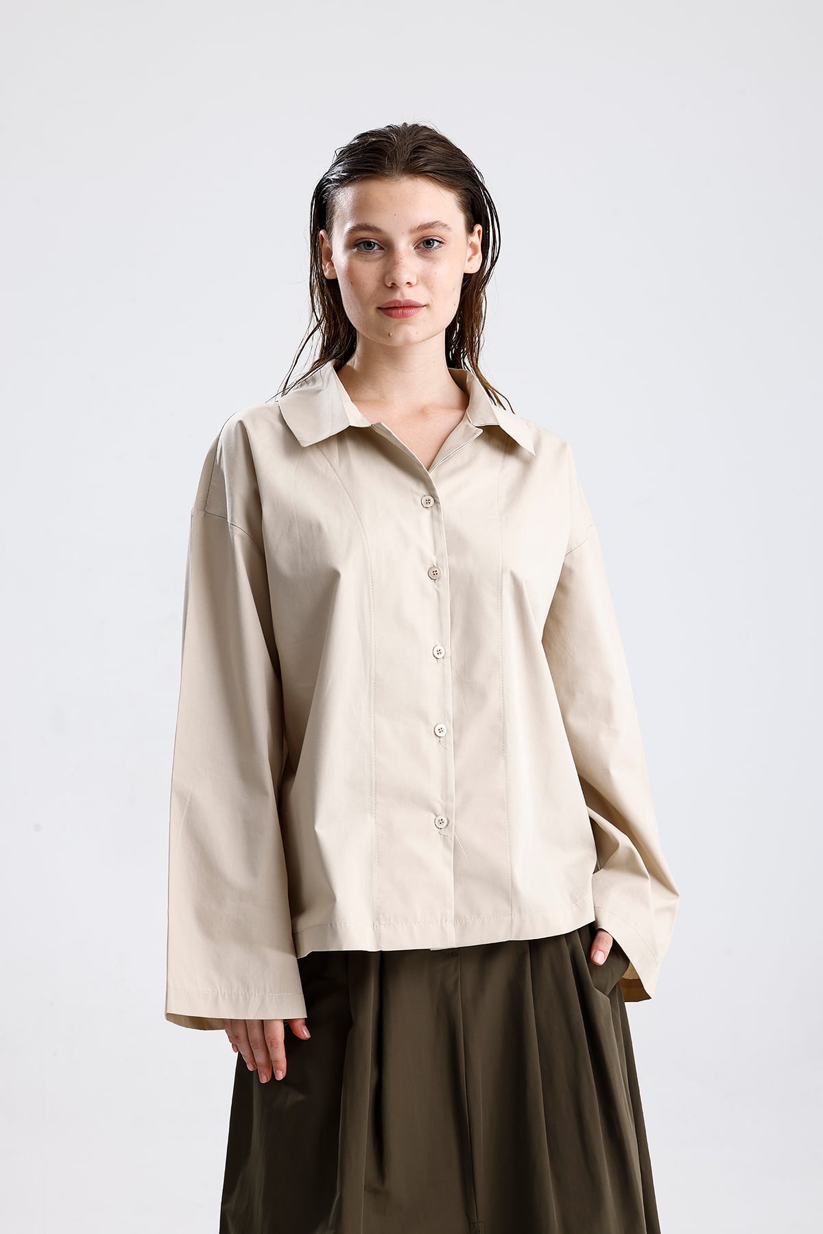 Oversize Basic Pamuklu Gömlek