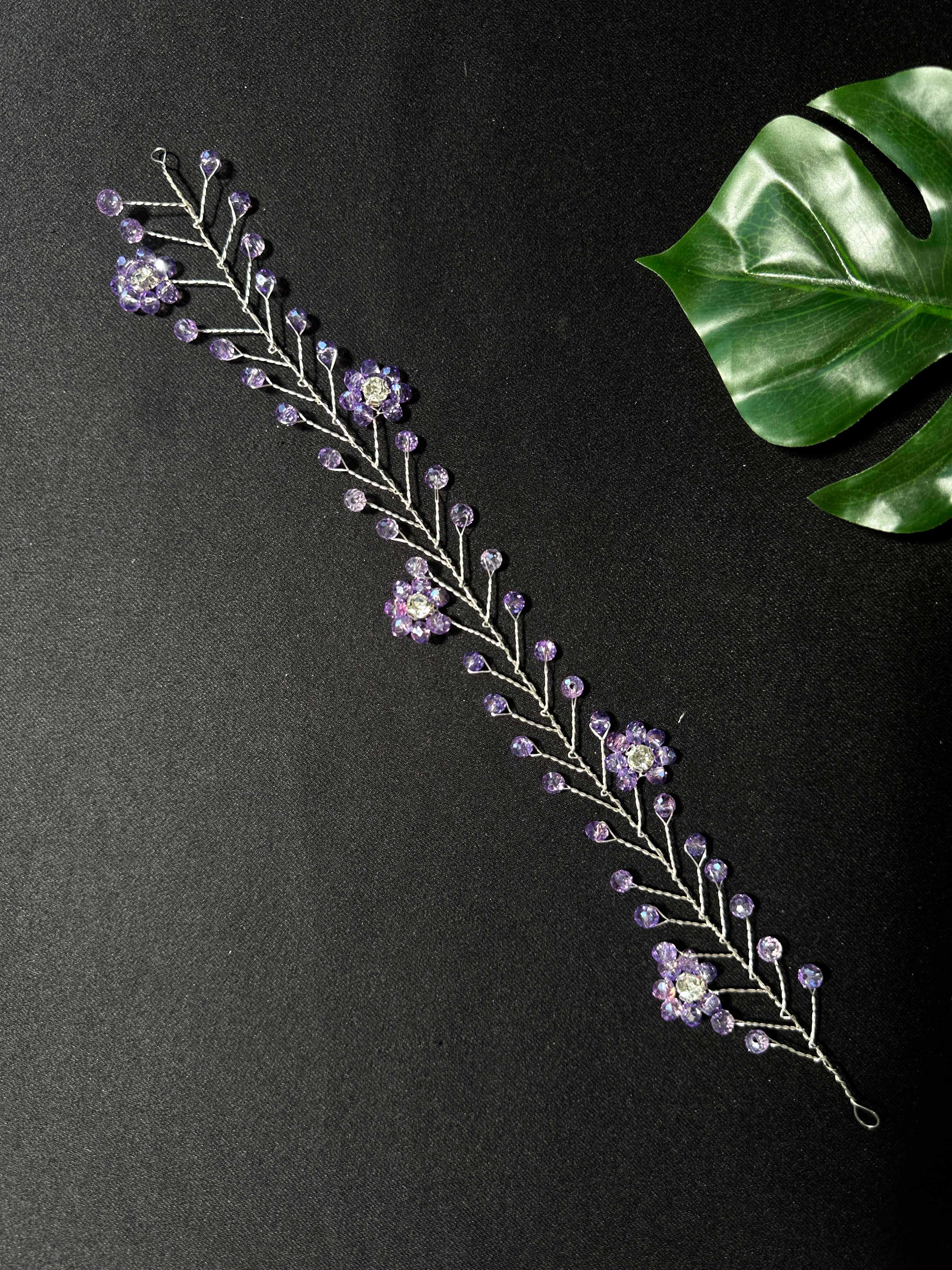 Cam Boncuklu Saç Aksesuarı - Lilac