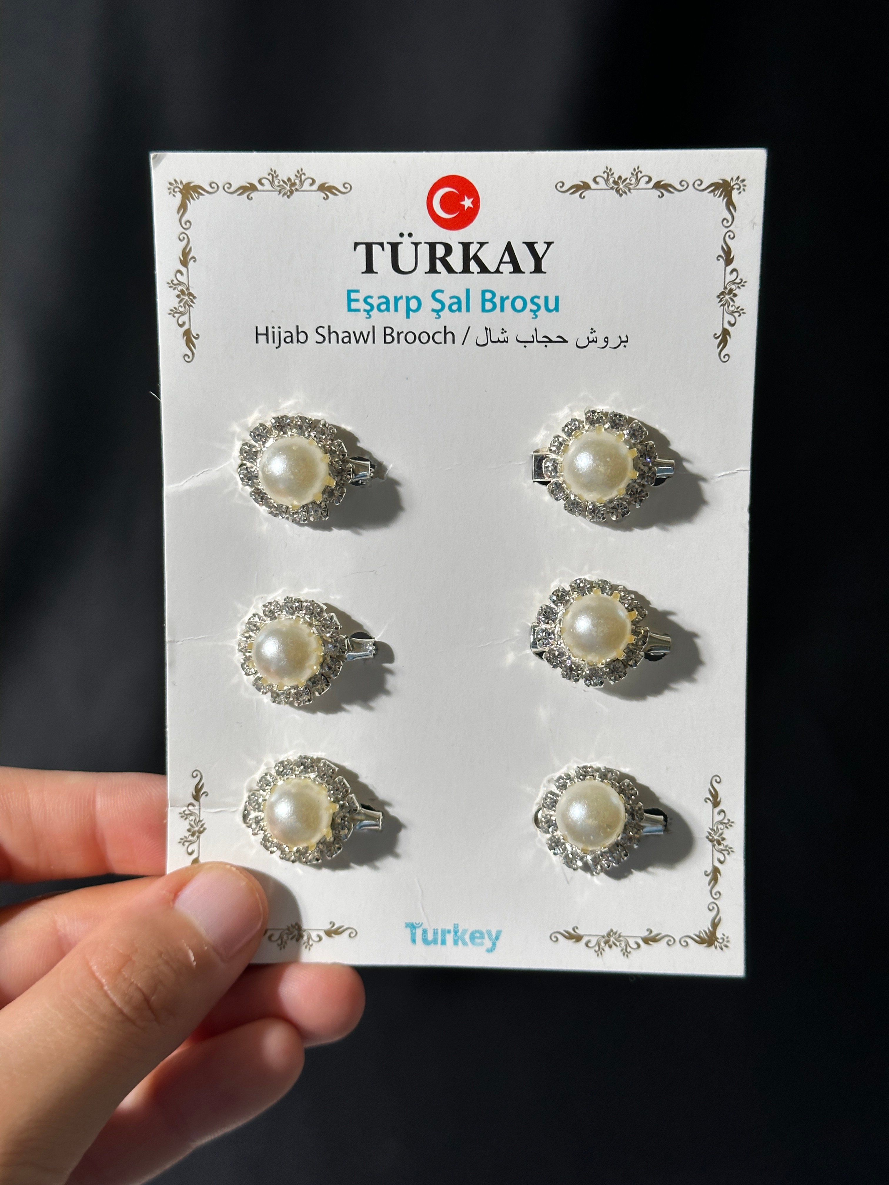 Eşarp/Şal Broşu - Mixed Pearl White