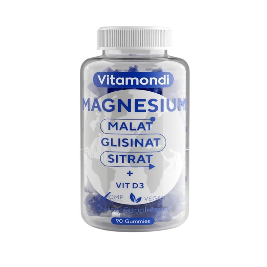 Magnesium, Vegan Gummy, Malat, Glisinat, Sitrat
