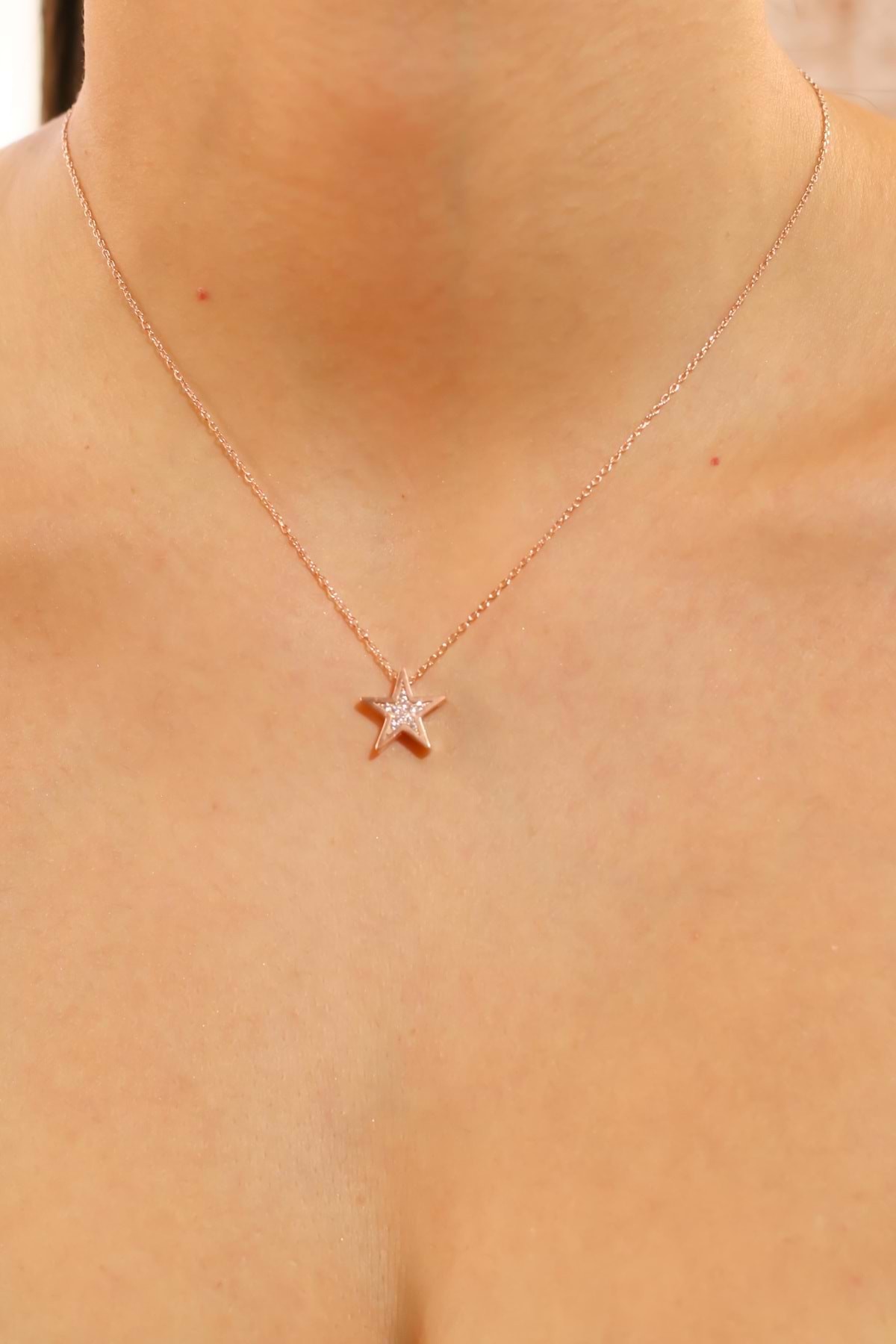 925 Ayar Gümüş Swarovski Taşlı Yıldız Kolye - Gümüş - STANDART - YNC13579-377