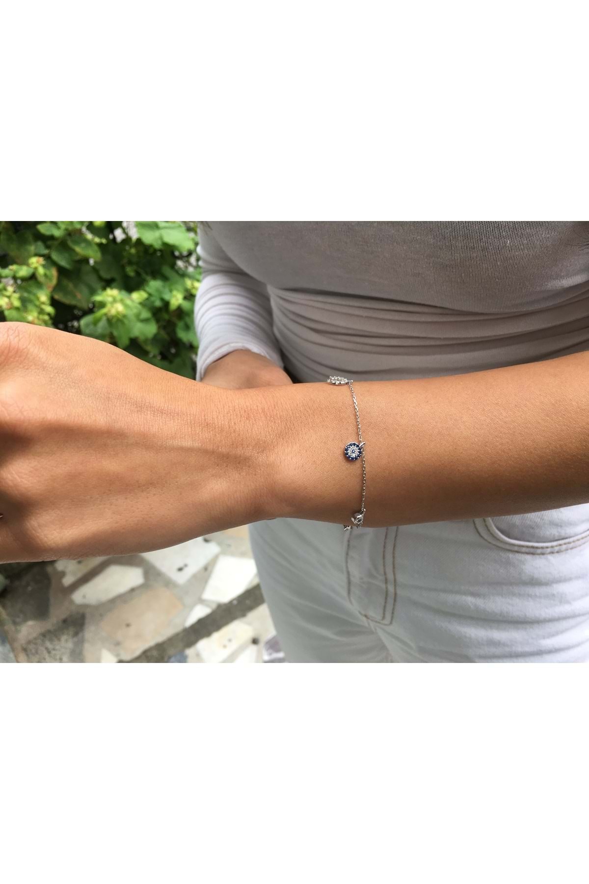 925 Ayar Gümüş Şans Bileklik - Mavi - STANDART - ADA0060-1851