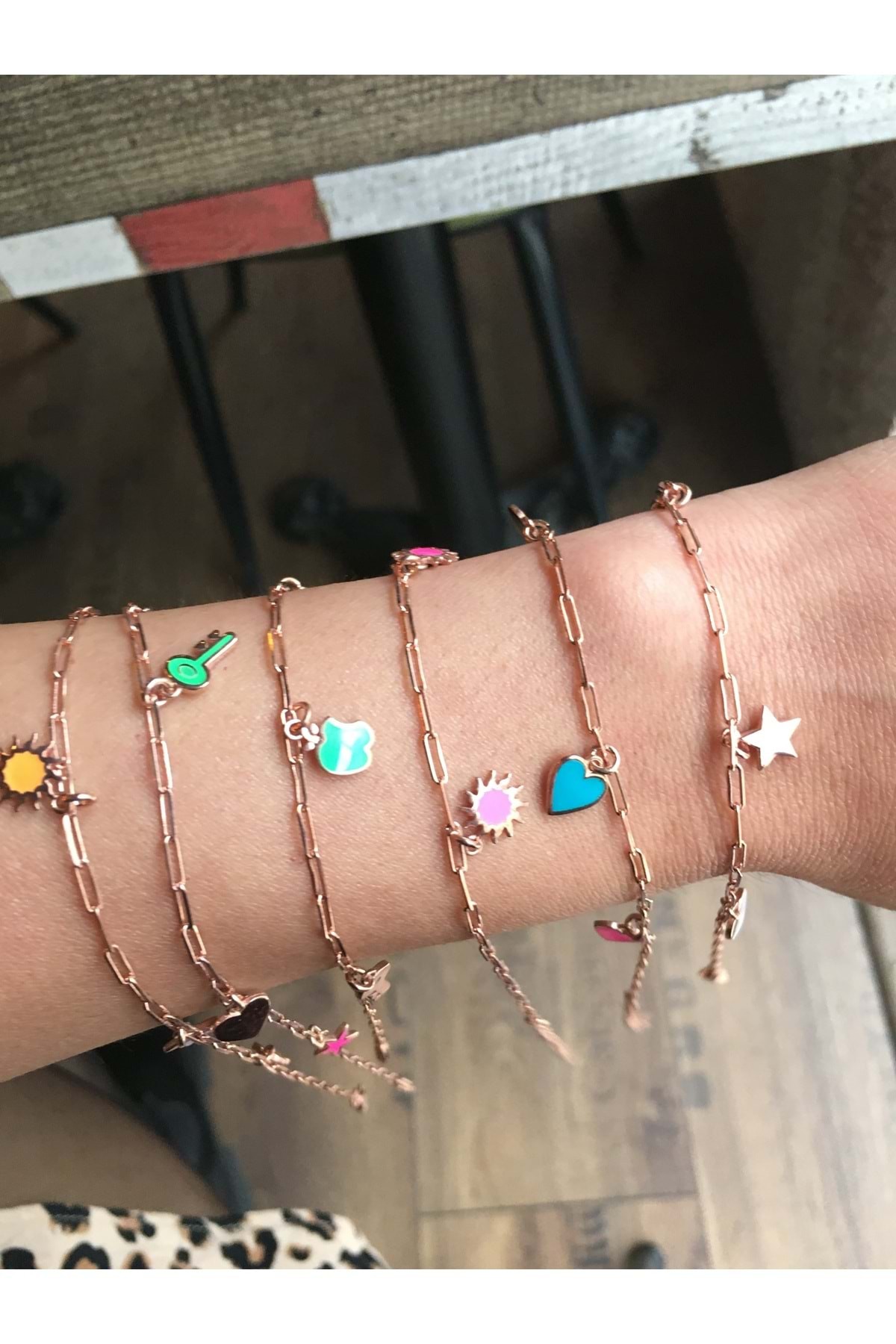 925 Ayar Gümüş Neon Flash Mavi Yıldız Figürlü Rose Gümüş Bileklik