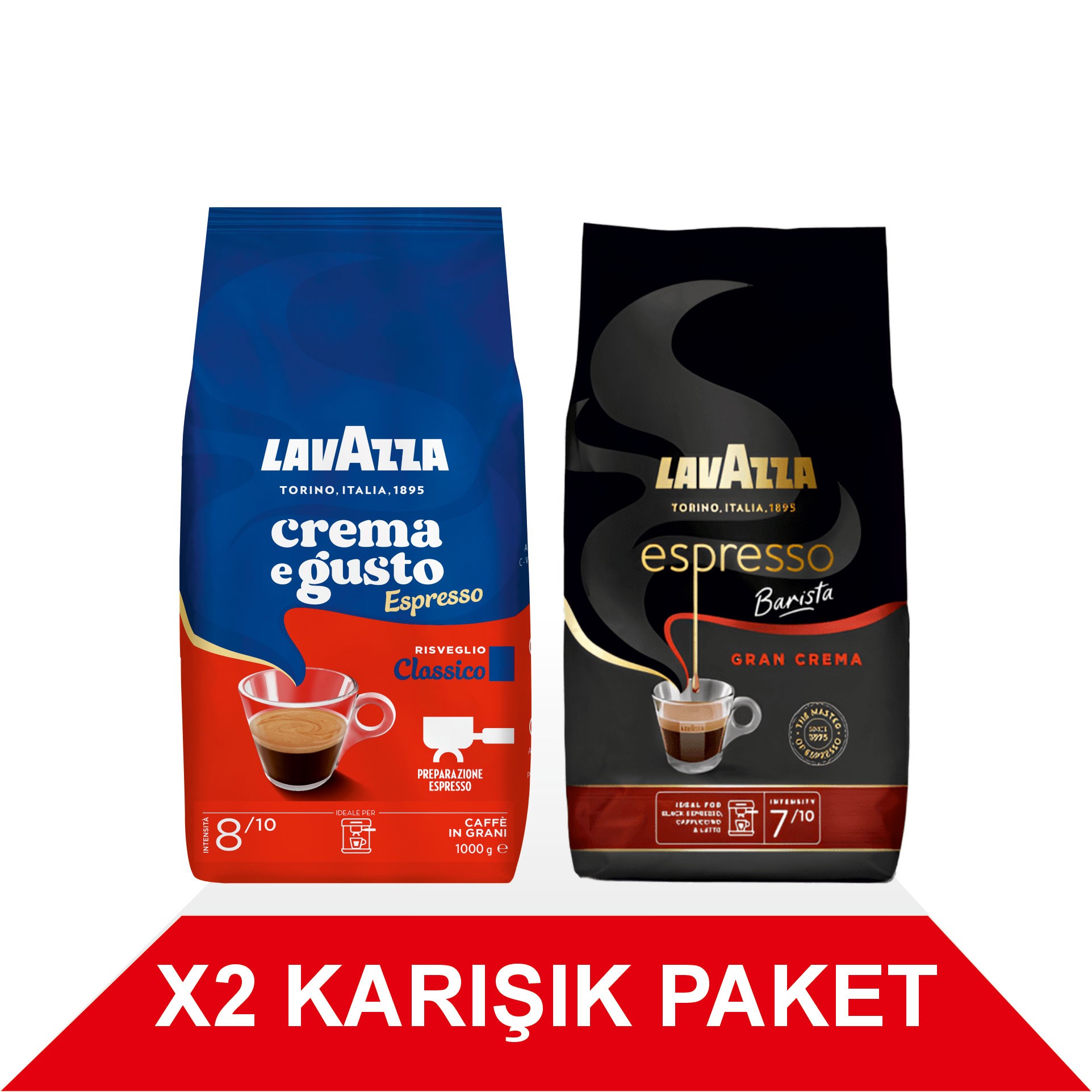 Crema e Gusto Classico + Espresso Barista Gran Crema Çekirdek Kahve (1000gr) 2'Li Paket