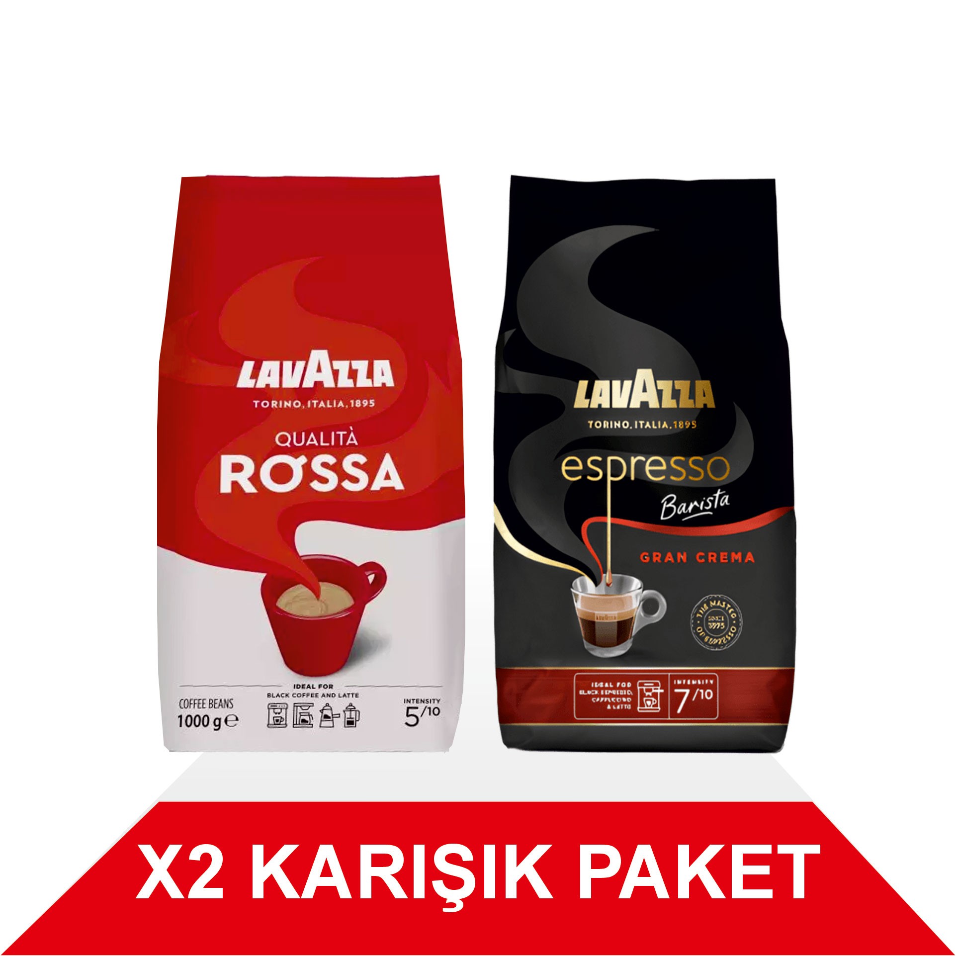 Qualità Rossa + Espresso Barista Gran Crema Çekirdek Kahve (1000gr) 2'Li Paket