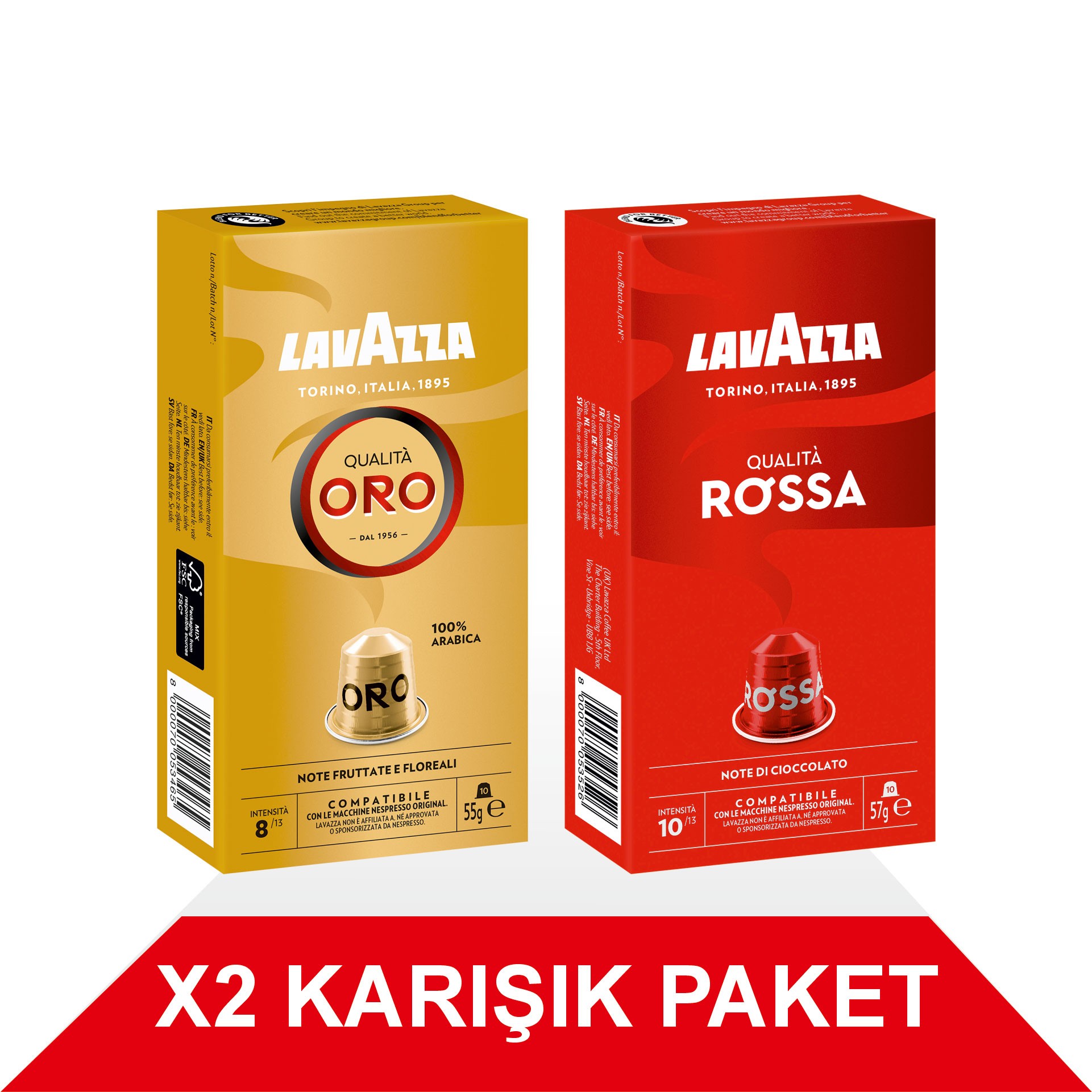 Qualità Oro 55gr + Qualità Rossa 57gr Nespresso® Uyumlu Alüminyum Kapsül 2'Li Paket