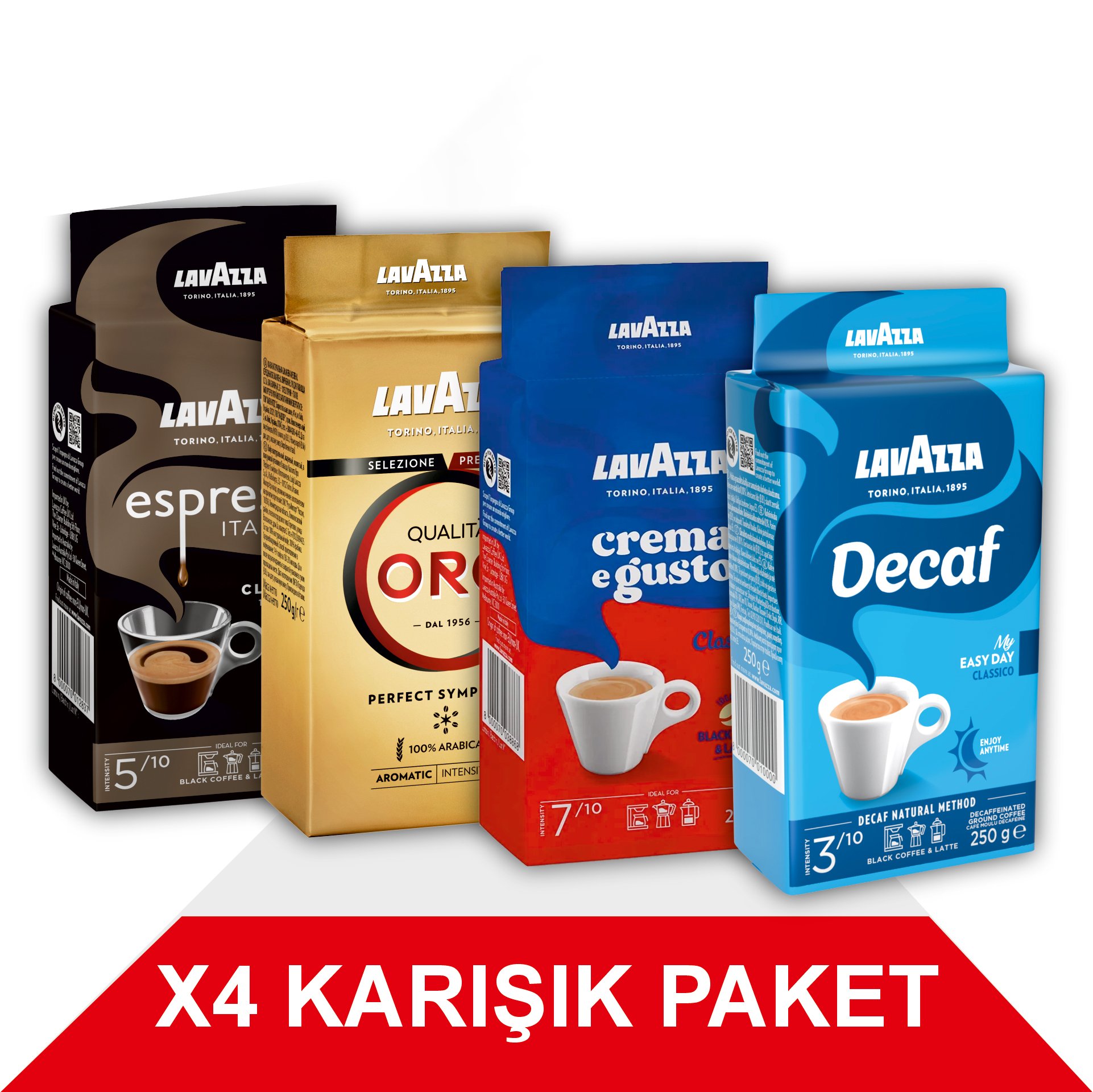 Decaf My Easy Day Classico + Qualità Oro + Crema e Gusto + Espresso Classico Italiano Filtre Kahve (250gr) 4'Lü Paket
