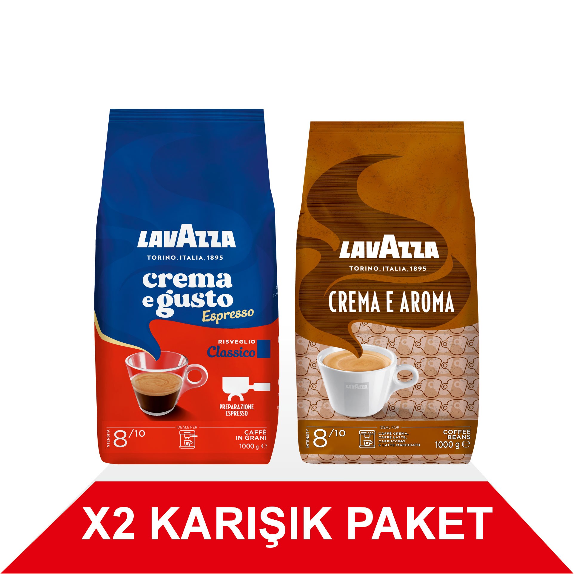 Crema e Gusto Classico + Crema E Aroma Çekirdek Kahve (1000gr) 2'Li Paket