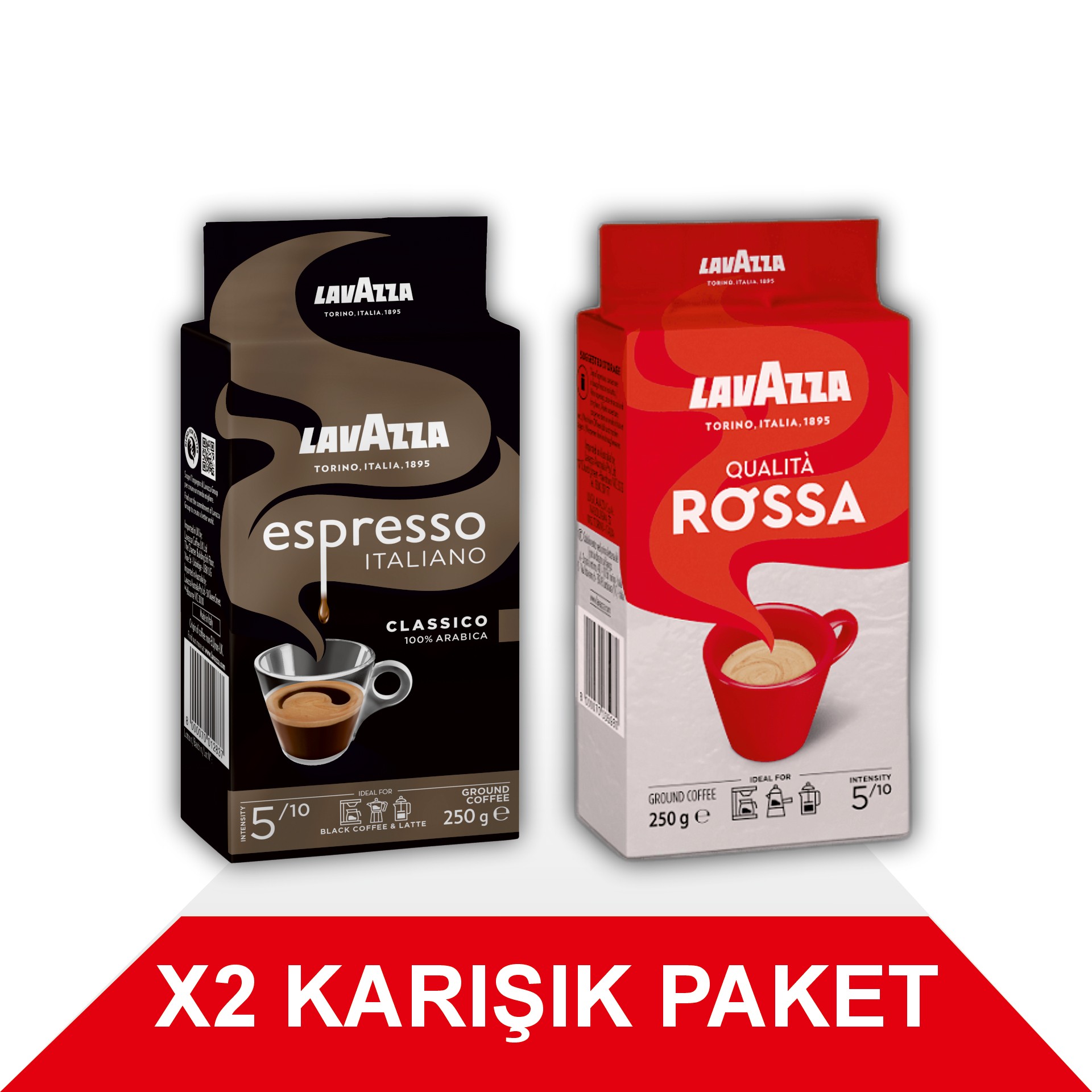 Espresso Classico Italiano + Qualità Rossa Filtre Kahve (250gr) 2'Li Paket