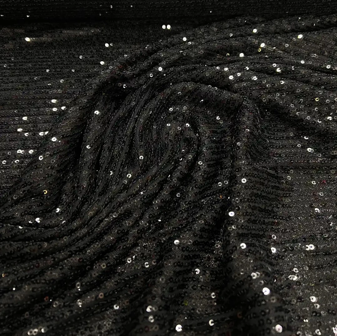 Zara Payet Kumaş - Siyaha Gümüş Sim