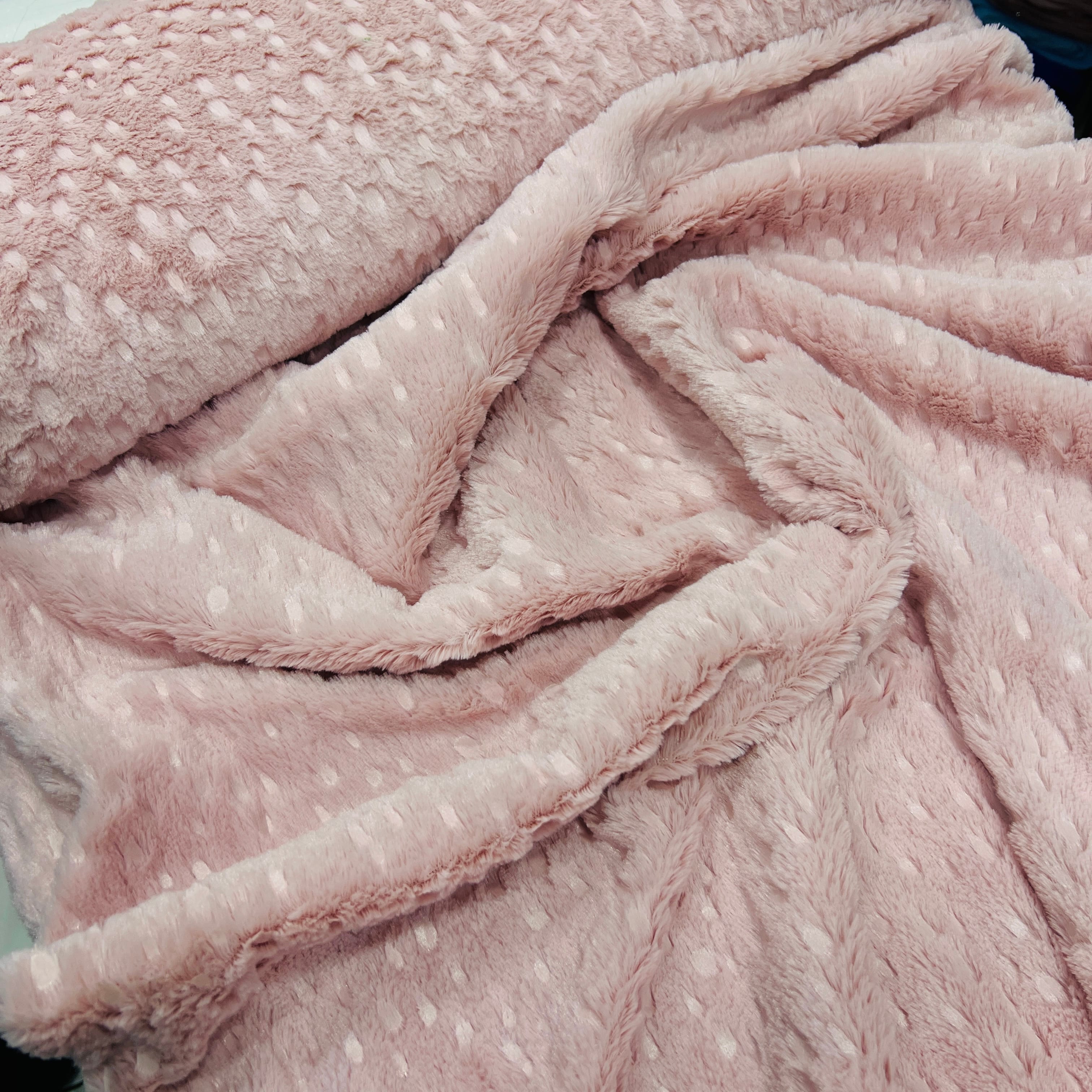 Toscana Damla Desenli Tüylü Yumuşak Peluş - Pudra Pembe