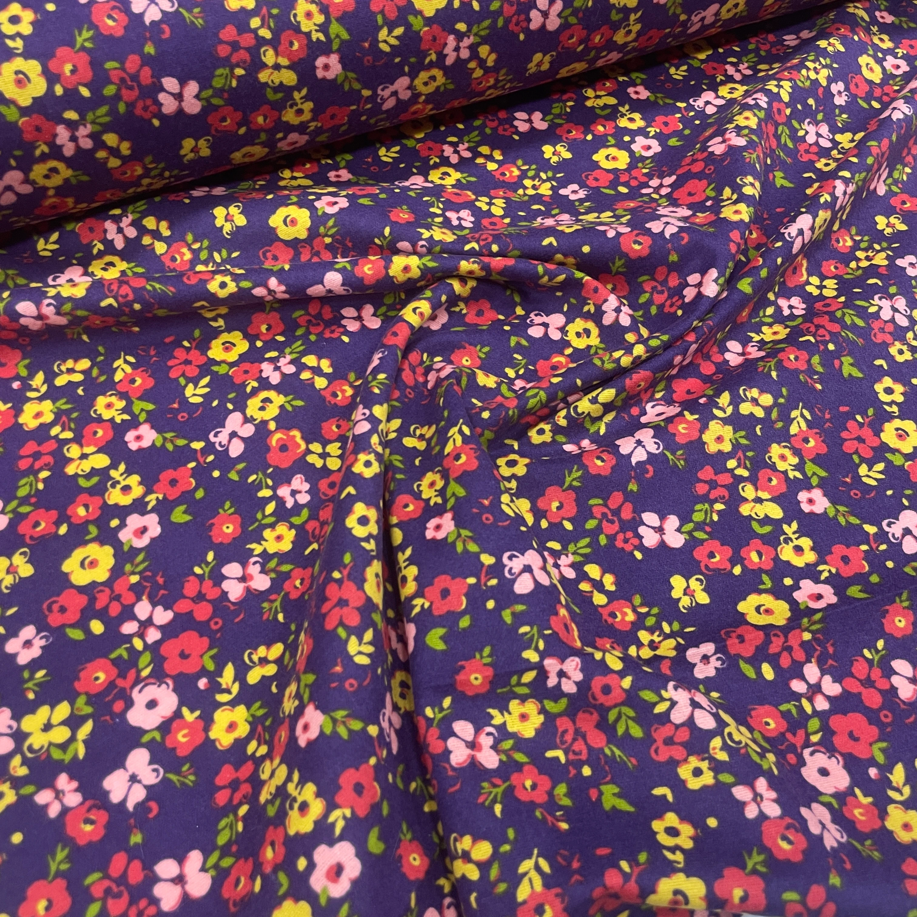 Mini Meadow Çiçekler Divitin Pazen Kumaş - Sarı