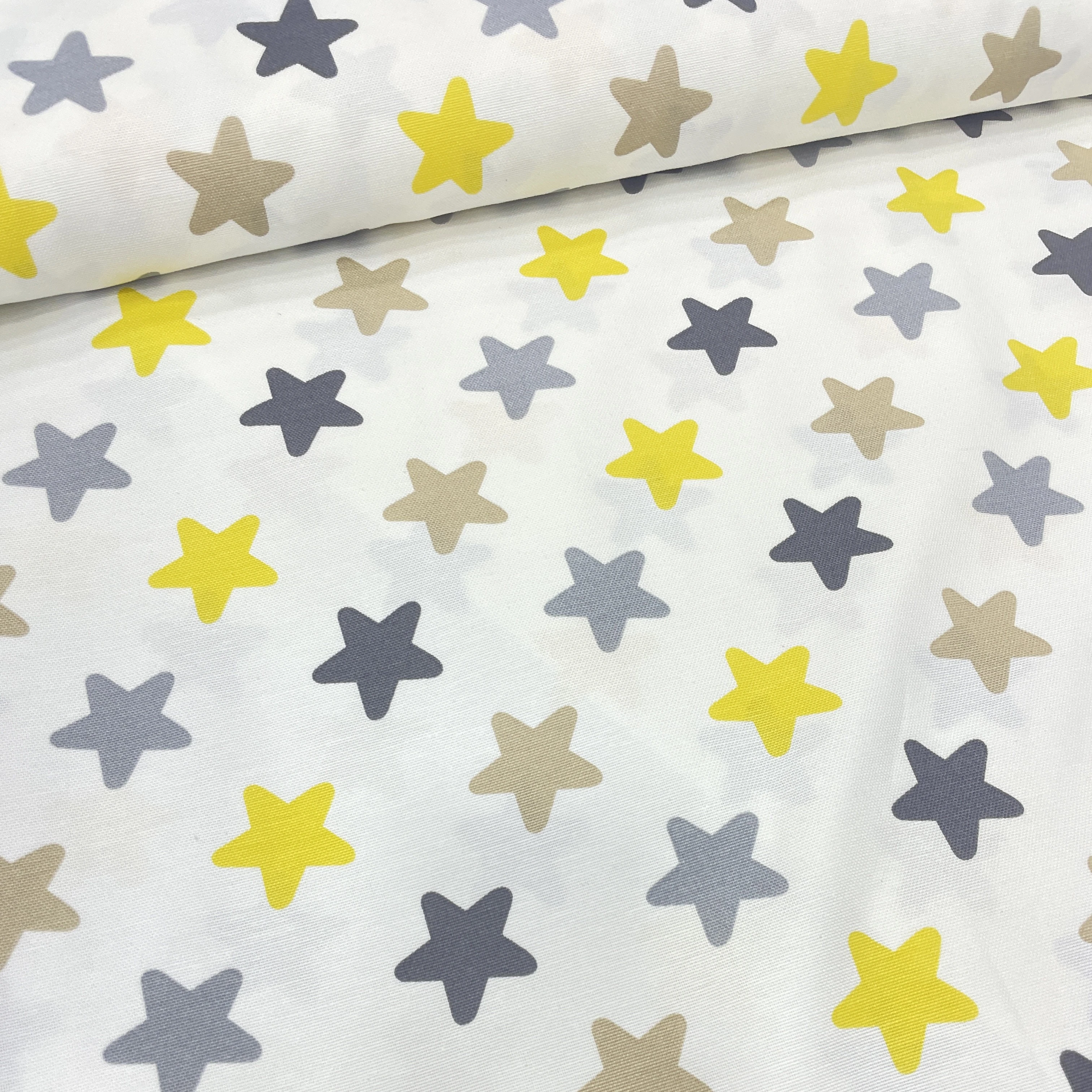 Yıldız Desenli Duck Keten Kumaş – Döşemelik, Perdelik ve Masa Örtülük Kumaş