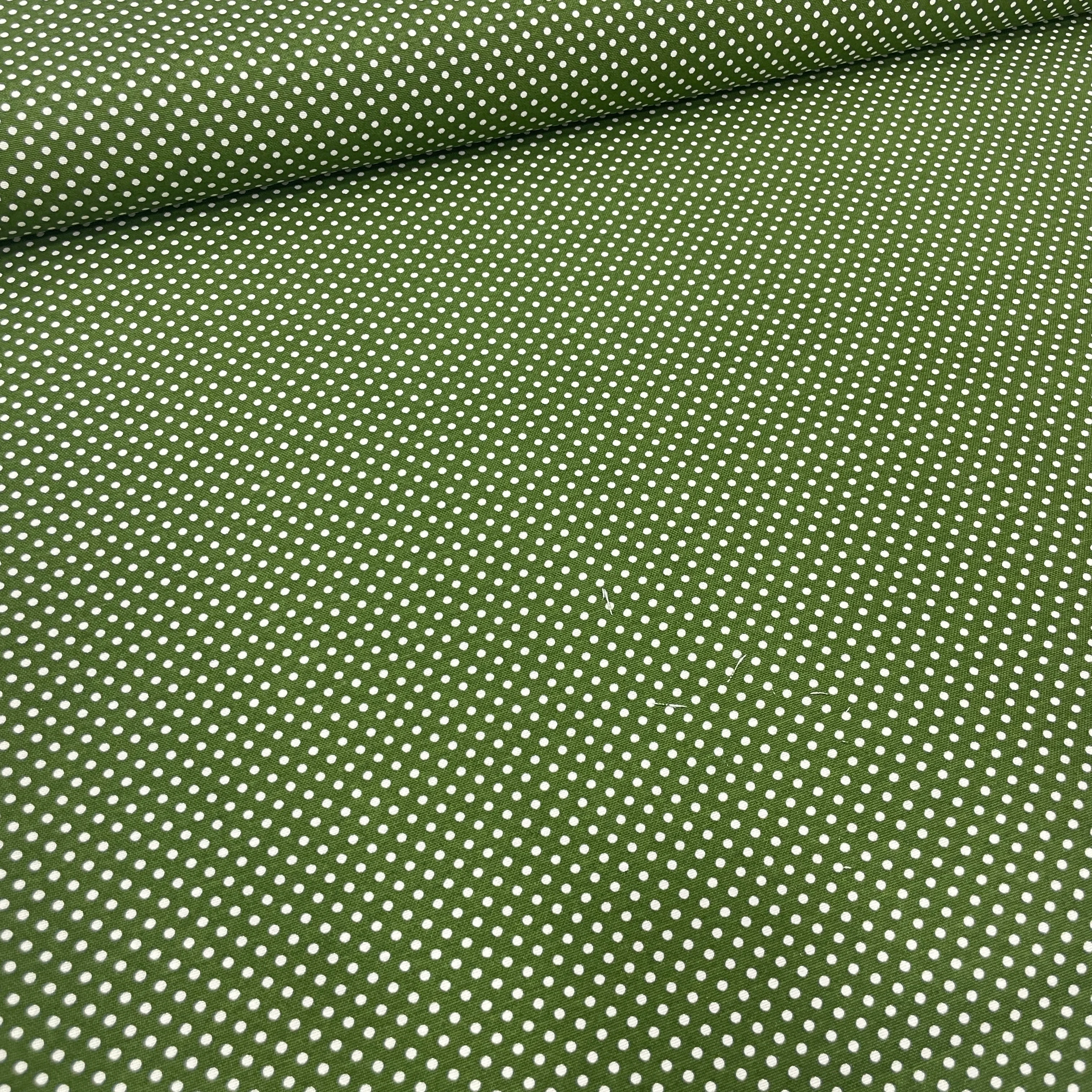 Minik Puantiyeli Duck Keten Kumaş – Döşemelik, Perdelik ve Masa Örtülük Kumaş - Yeşil