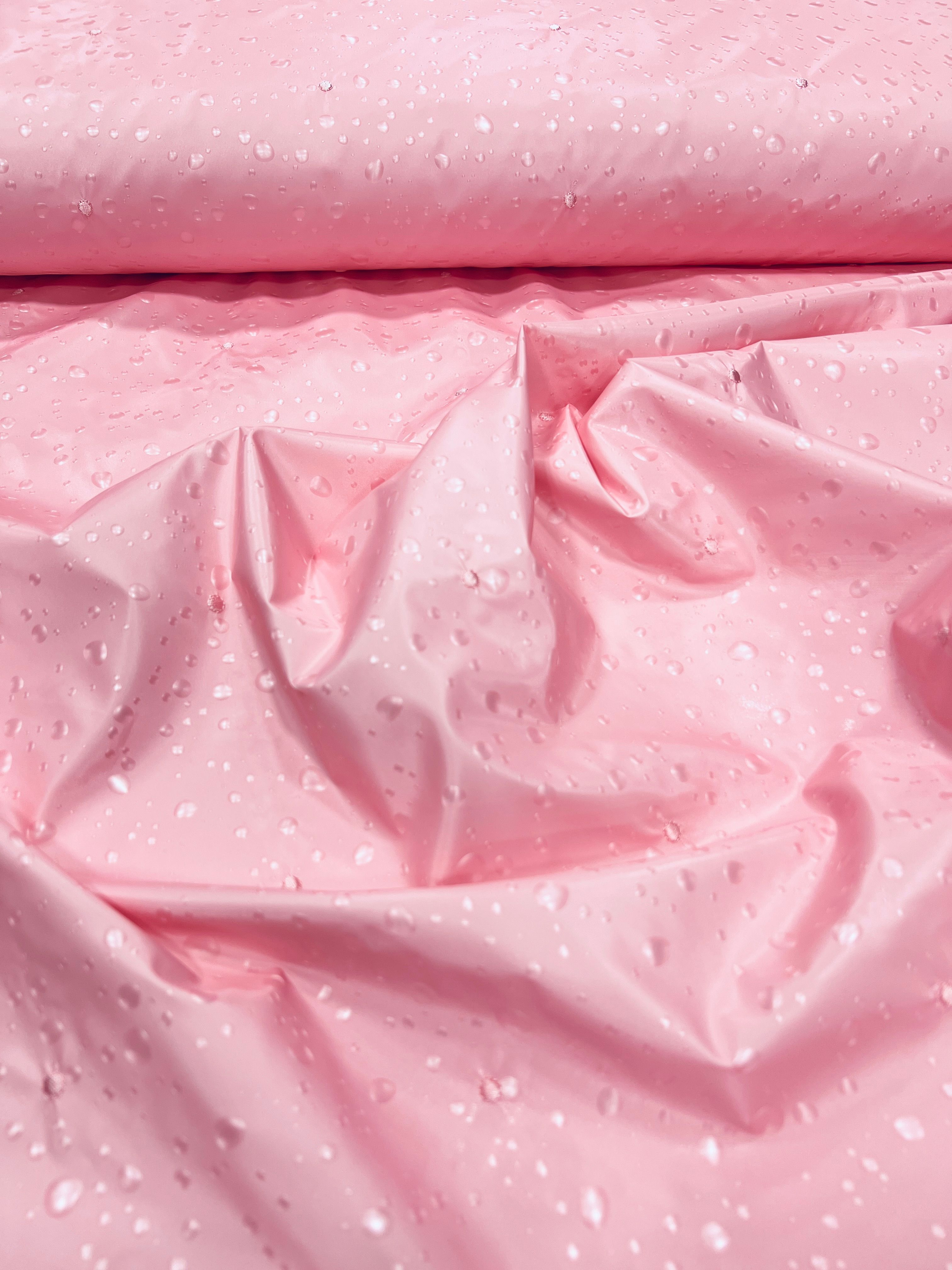 YAĞMURLUK SIVI GEÇİRMEZ KUMAŞ DAMLA DESENLİ - PEMBE